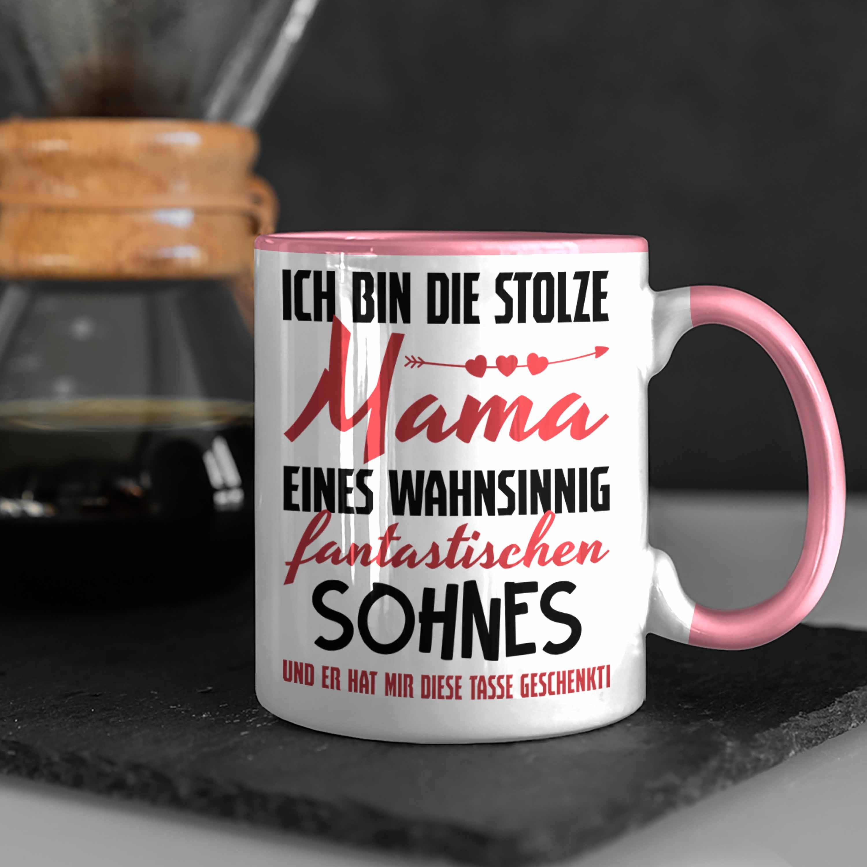 Trendation Tasse Trendation Geschenk von Tasse Kaffeetasse Muttertag Rosa - Sohn Spruch Geschenkidee Mama
