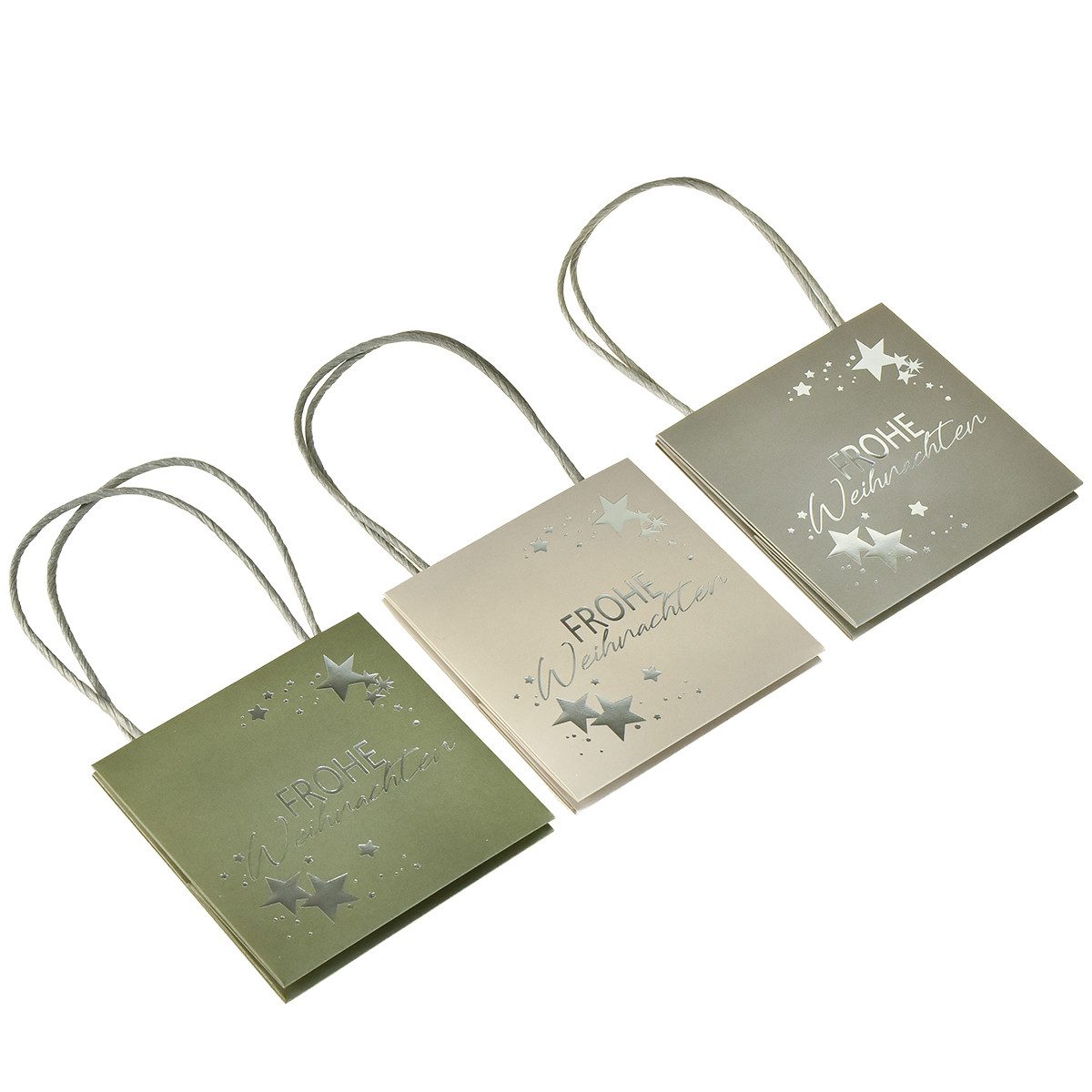 Viana Tragetasche Geschenktüte Weihnachten Papier 12cm 6er-Set nachhaltig, 6 Stück