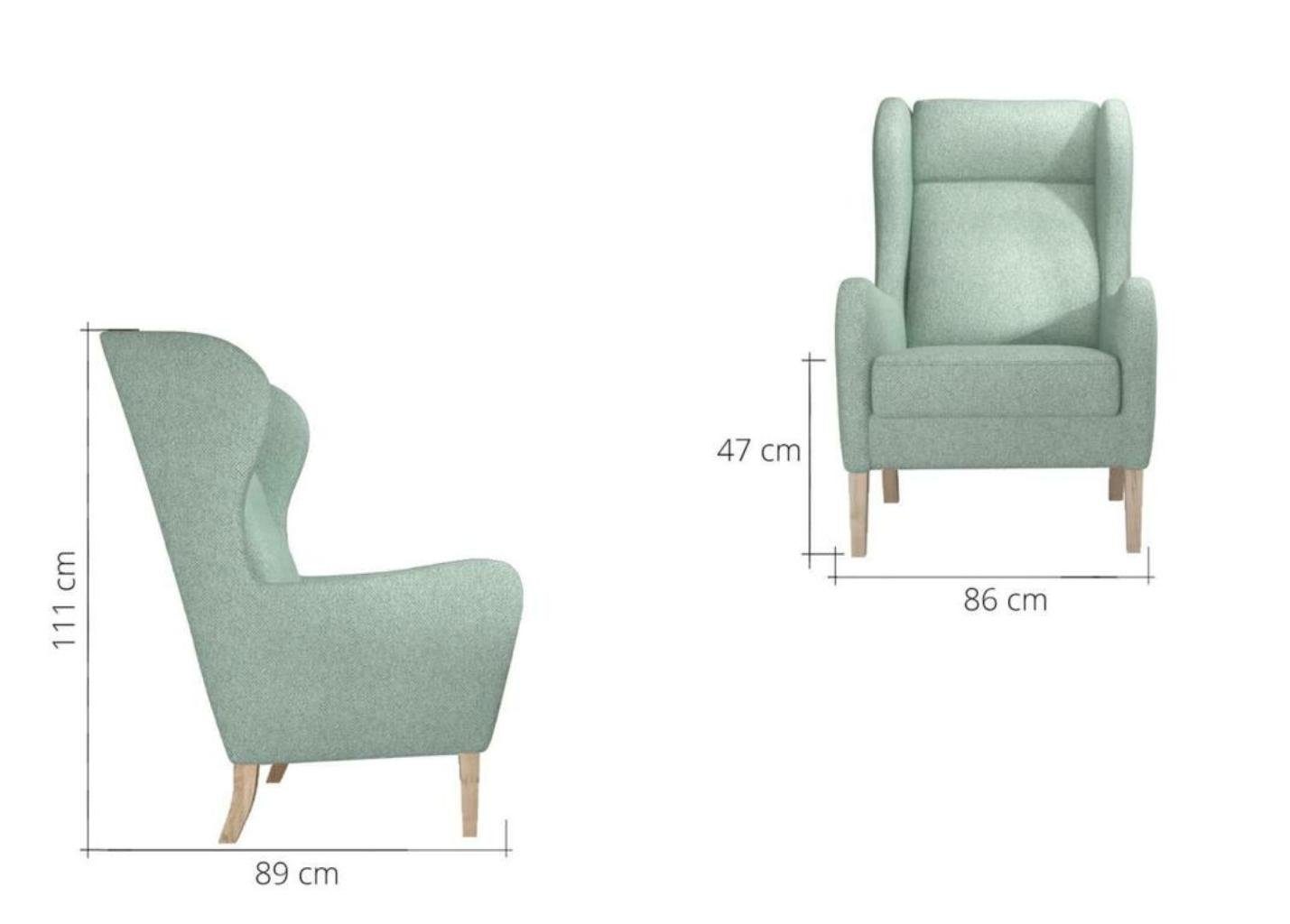 JVmoebel Sessel, Sessel Polster Ess Wohn Zimmer Möbel Küche Sessel Club Stuhl Design Lounge Lehn Minze