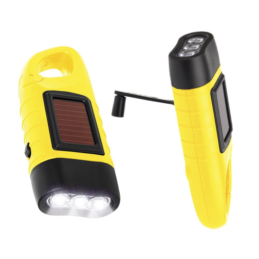 Tidyard Taschenlampe Handkurbel Solarbetriebene Wiederaufladbare Taschenlampe LED