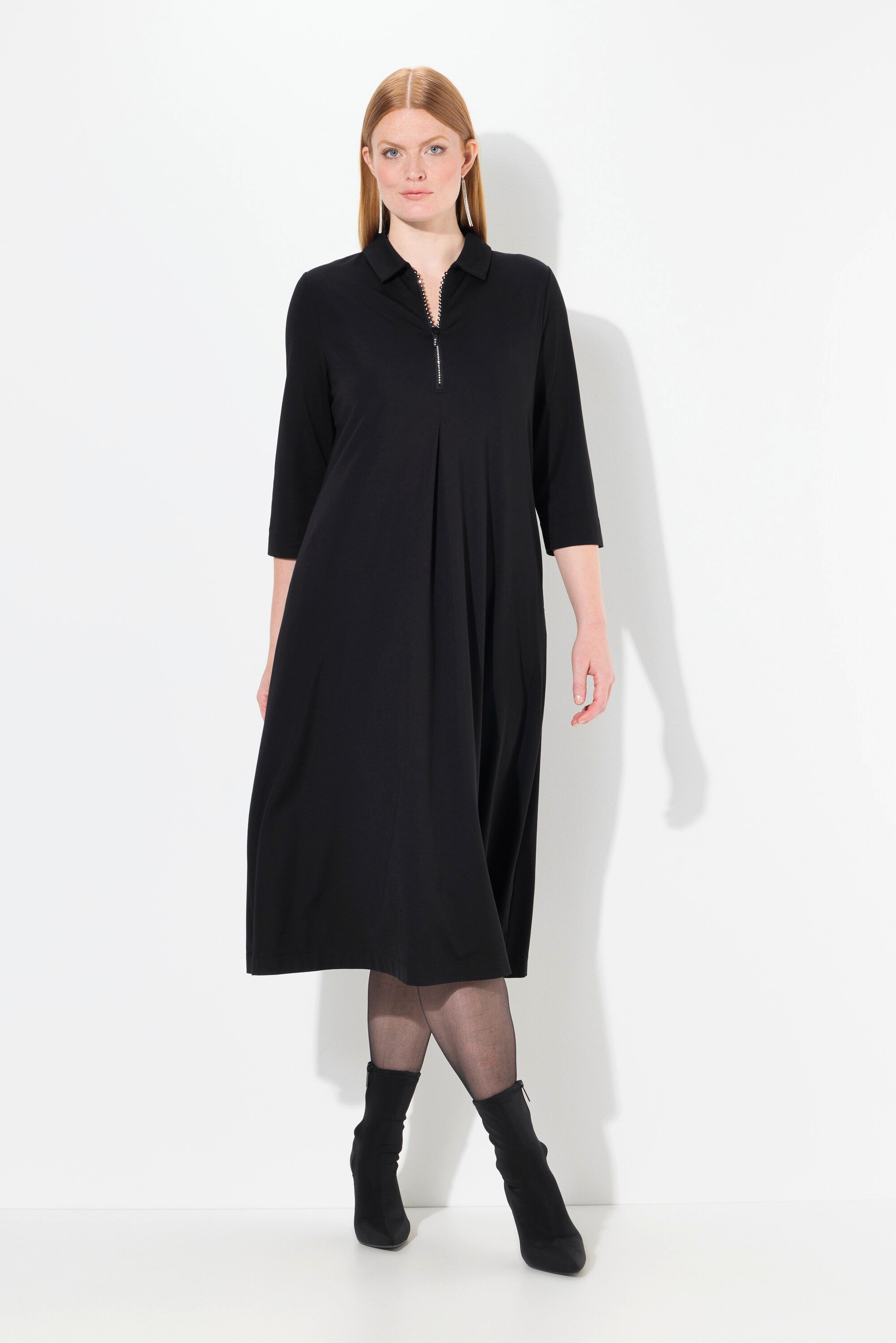 Midikleid Puntokleid Glitzer-Reißverschluss 3/4-Arm