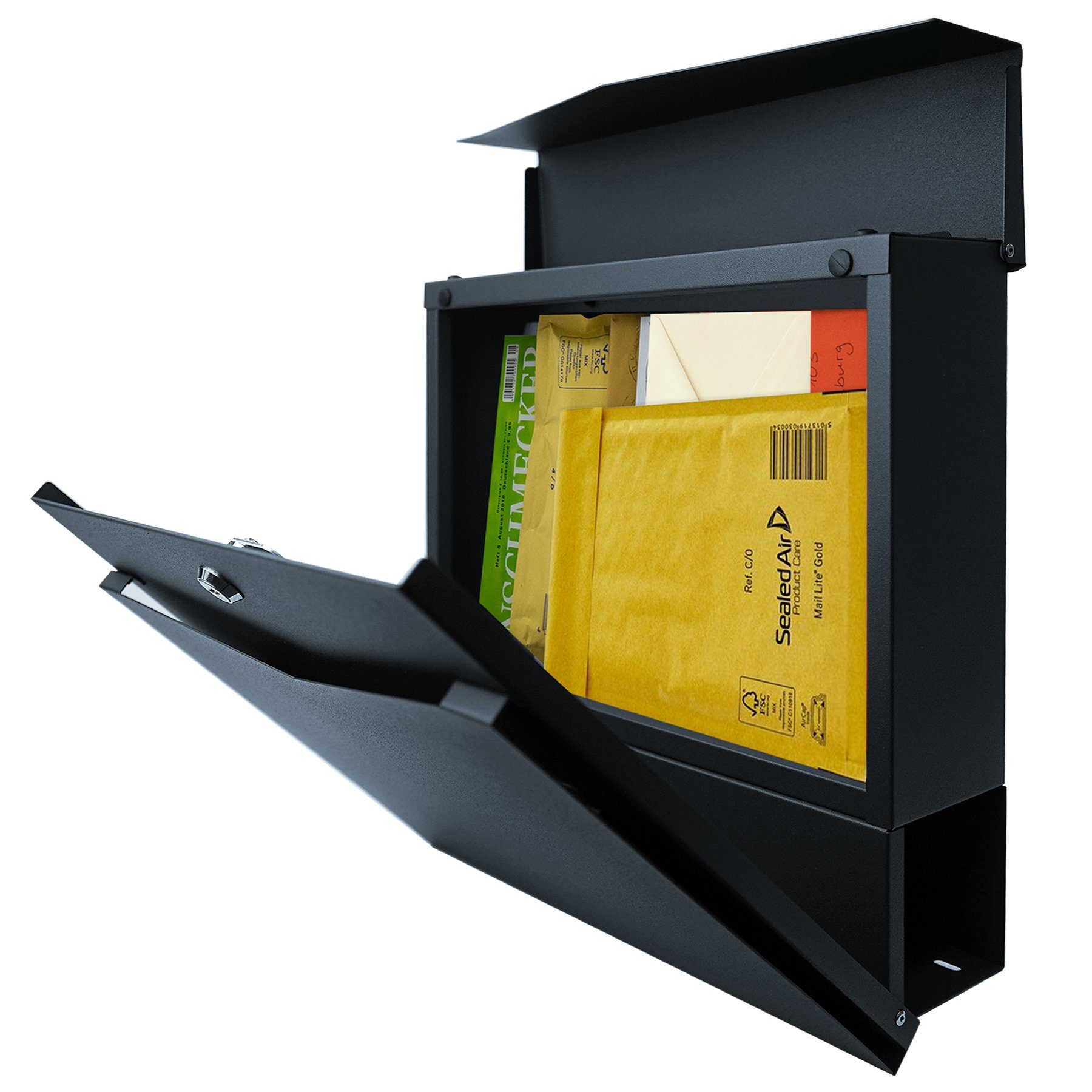 MOCAVI Briefkasten MOCAVI Box 710 Briefkasten anthrazit, Zeitungsfach integriert mit