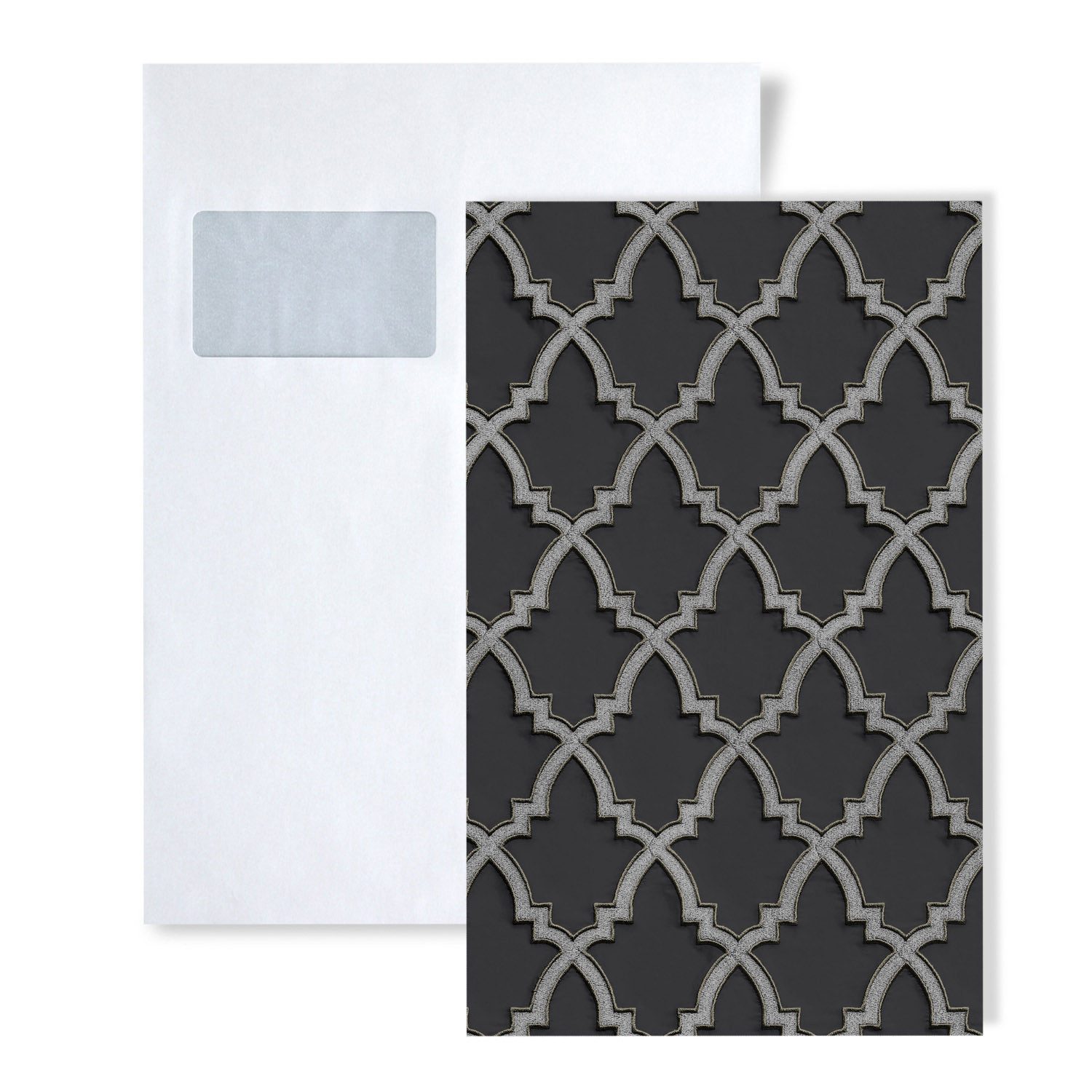 Profhome Prägetapete, Metall-Effekte, Ethnomuster, ornamental, (1 Musterblatt, ca. A5-A4), anthrazit, silber