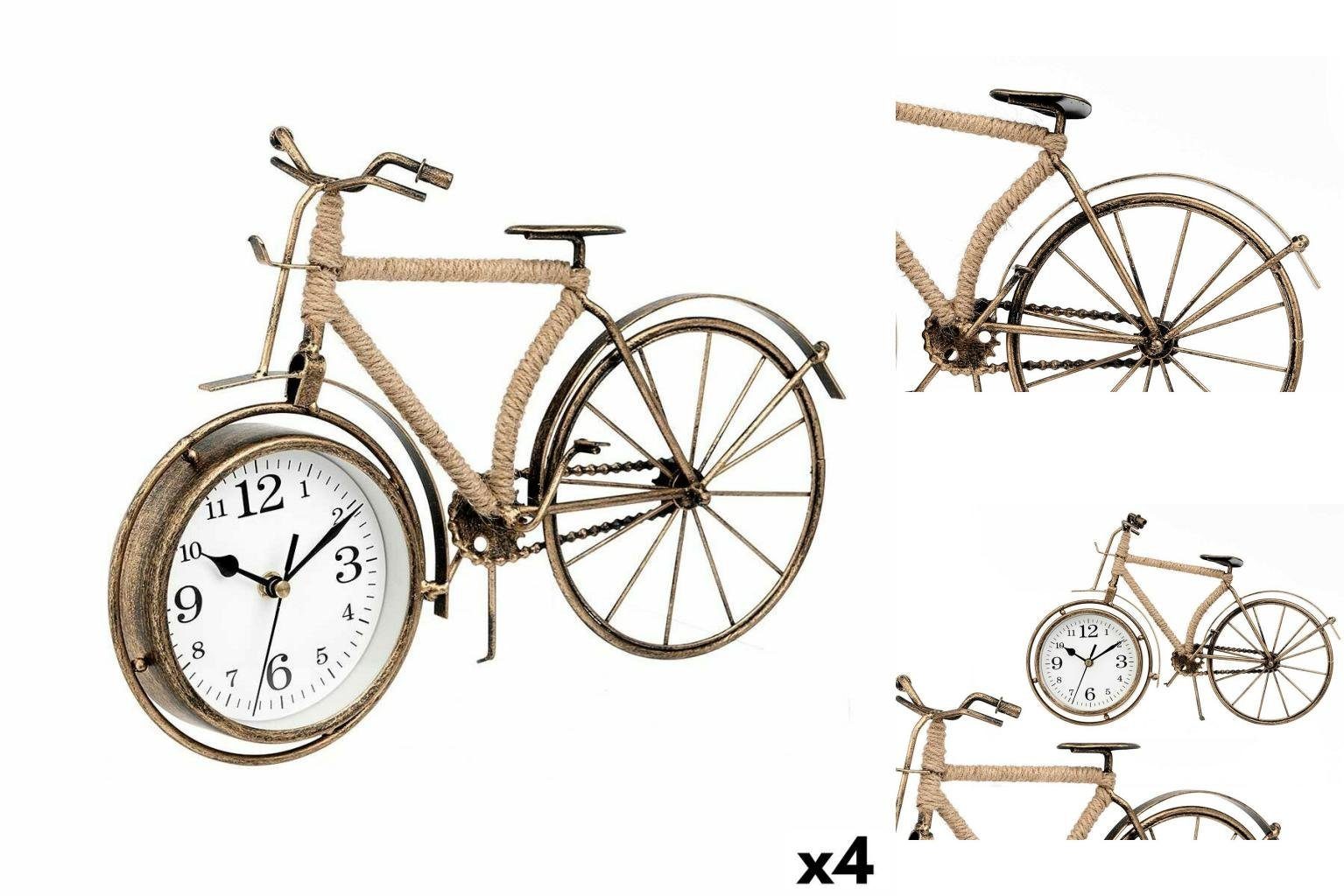 Gift Decor Uhr Tischuhr Fahrrad Bronze Metall 24 x 37 x 9,5 cm 4 Stück