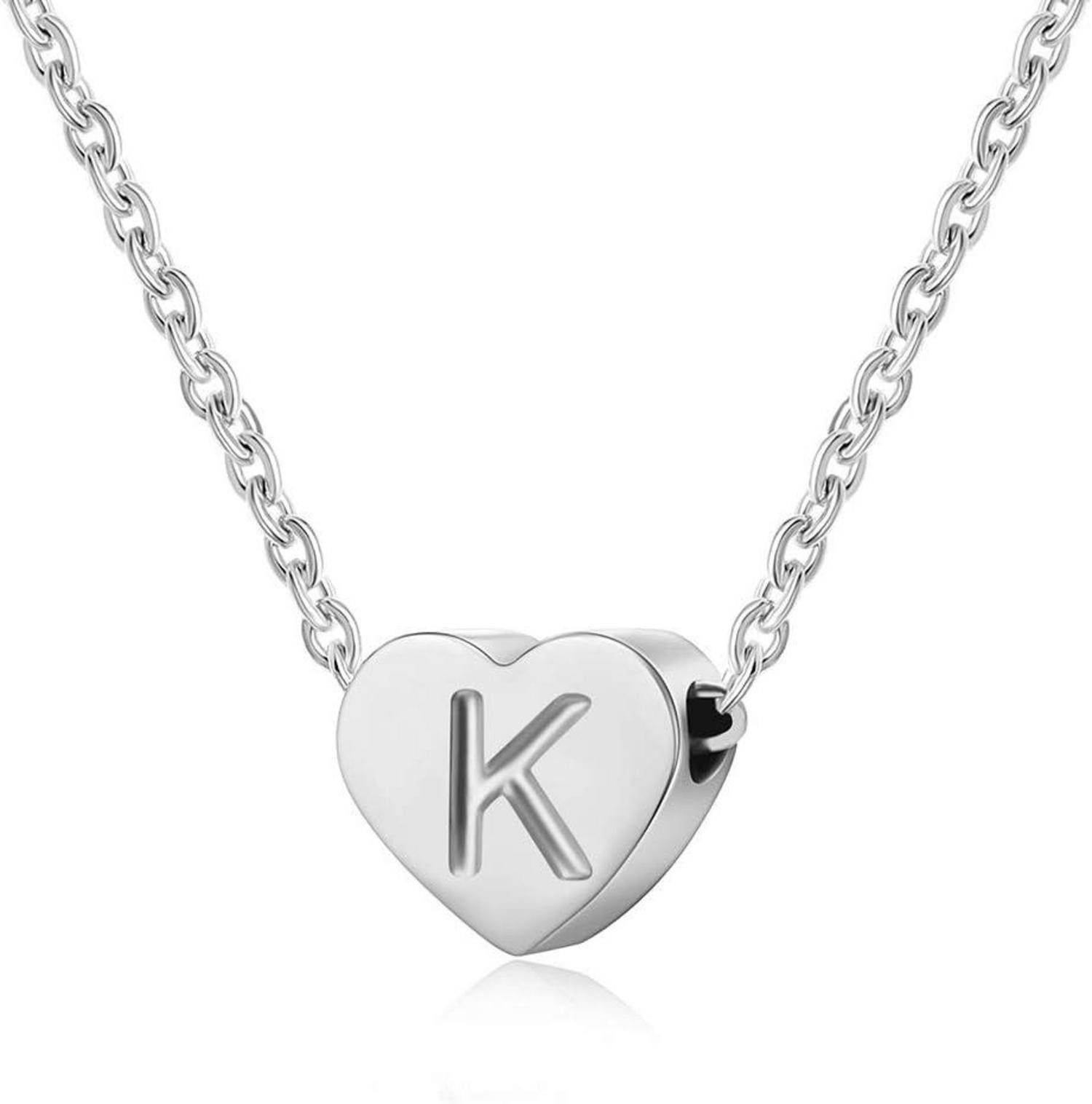 Kette und Anhänger Set Silber Damen Halskette mit Klein Buchstabenherz