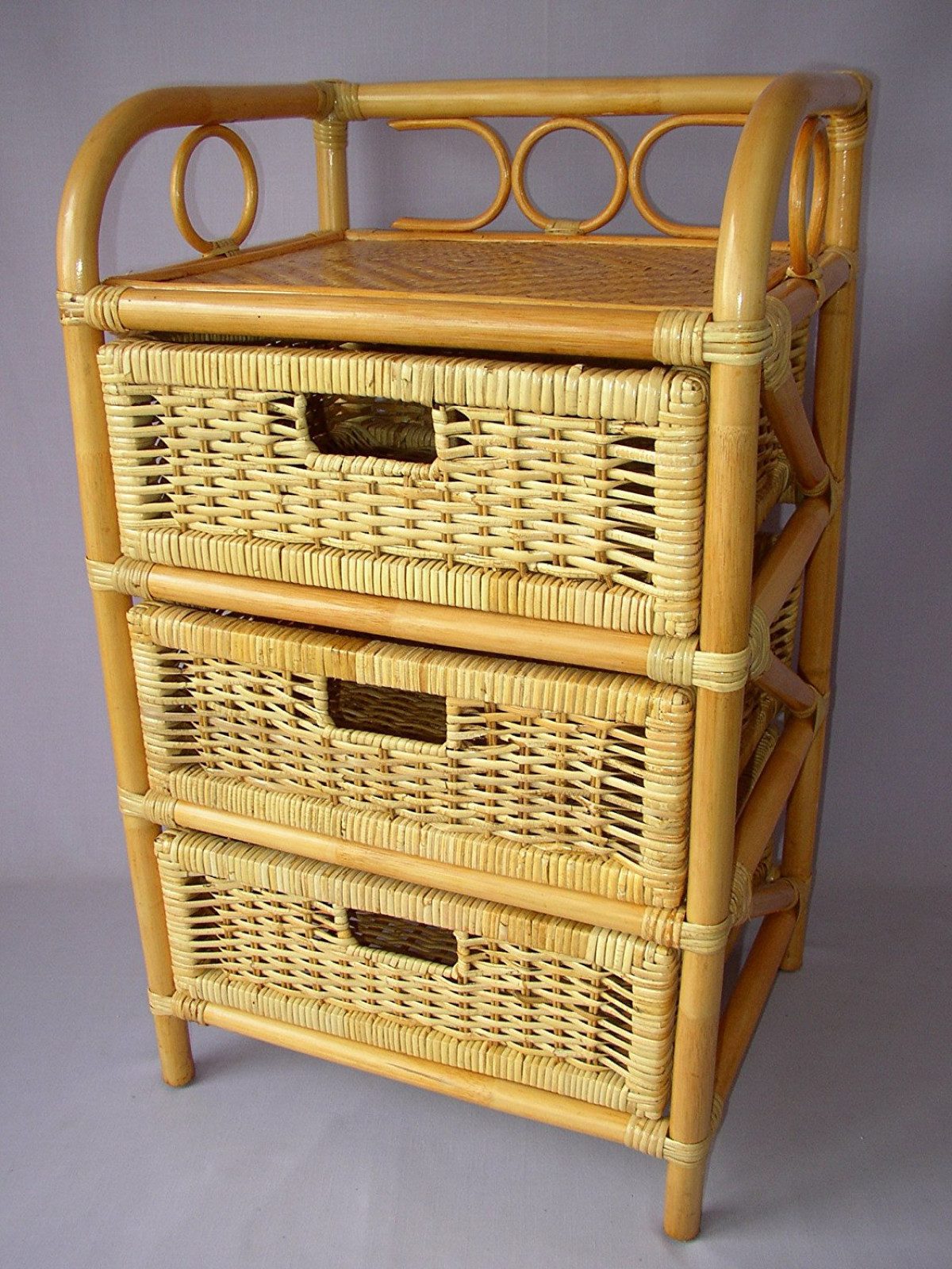 Rattani Regal Rattanregal mit 3 Schüben, Korbregal mit Schub Fb. honig günstig online kaufen