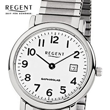 Regent Quarzuhr Regent Damen Herren-Armbanduhr silber, (Analoguhr), Damen, Herren Armbanduhr rund, klein (ca. 28mm), Edelstahlarmband