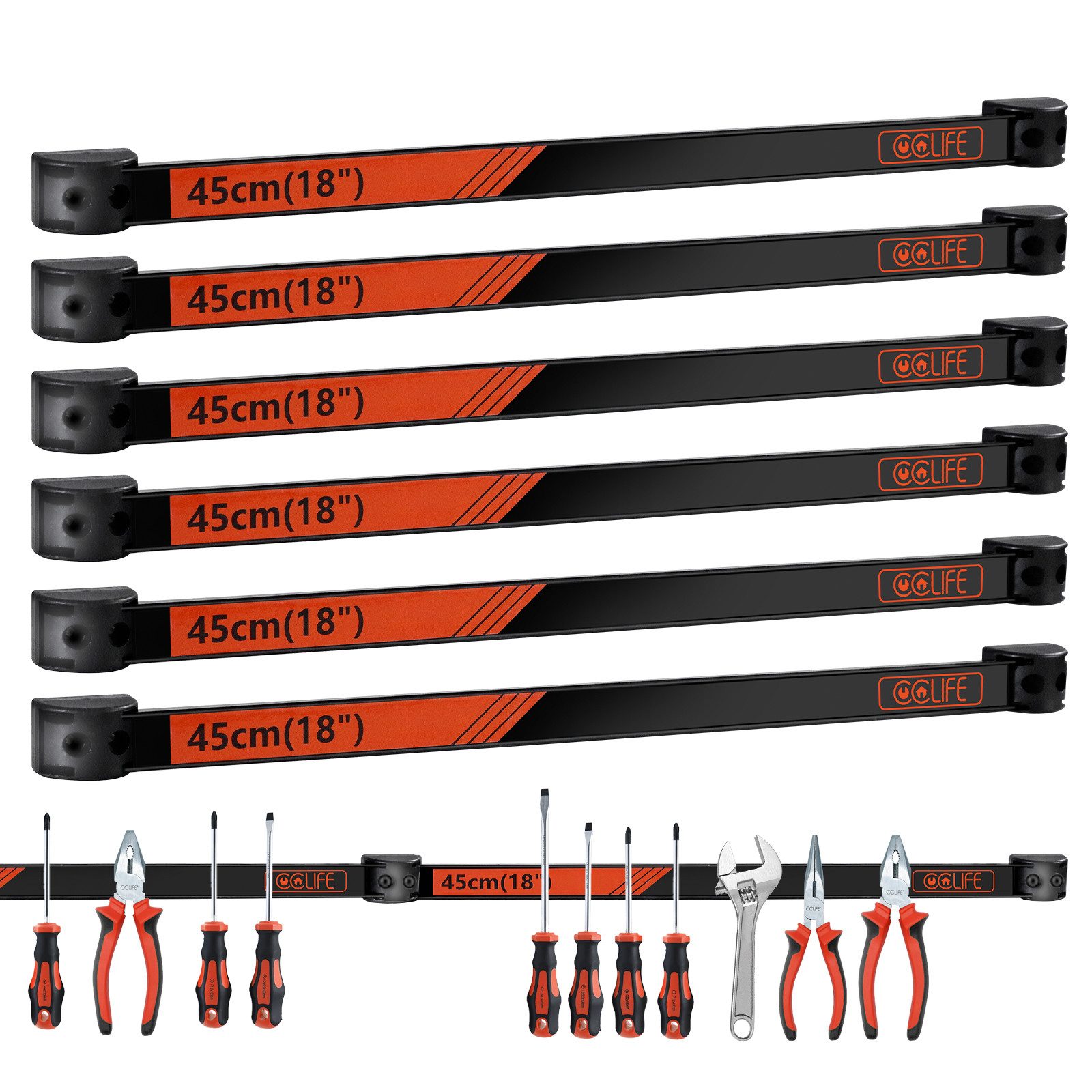 CCLIFE Lochwand Magnetleiste Werkzeughalter Halterung Magnet Werkzeugleiste, (2 x 37cm; 2 x 23cm)