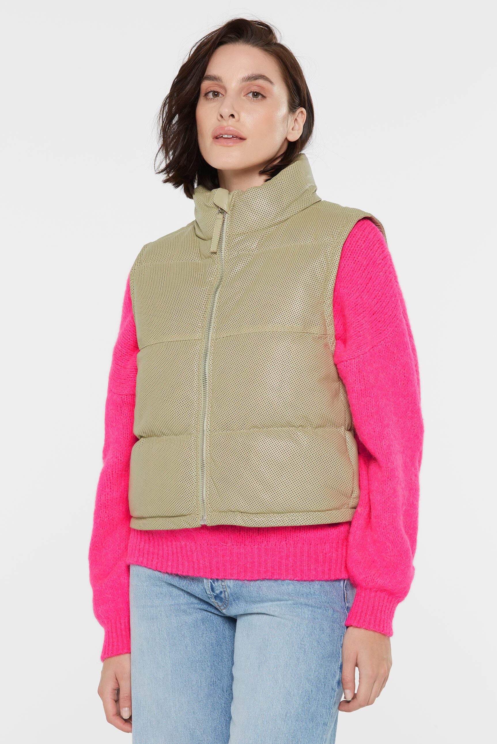 SENSES.THE LABEL Lederweste mit verstellbarem Gummizug im Saum