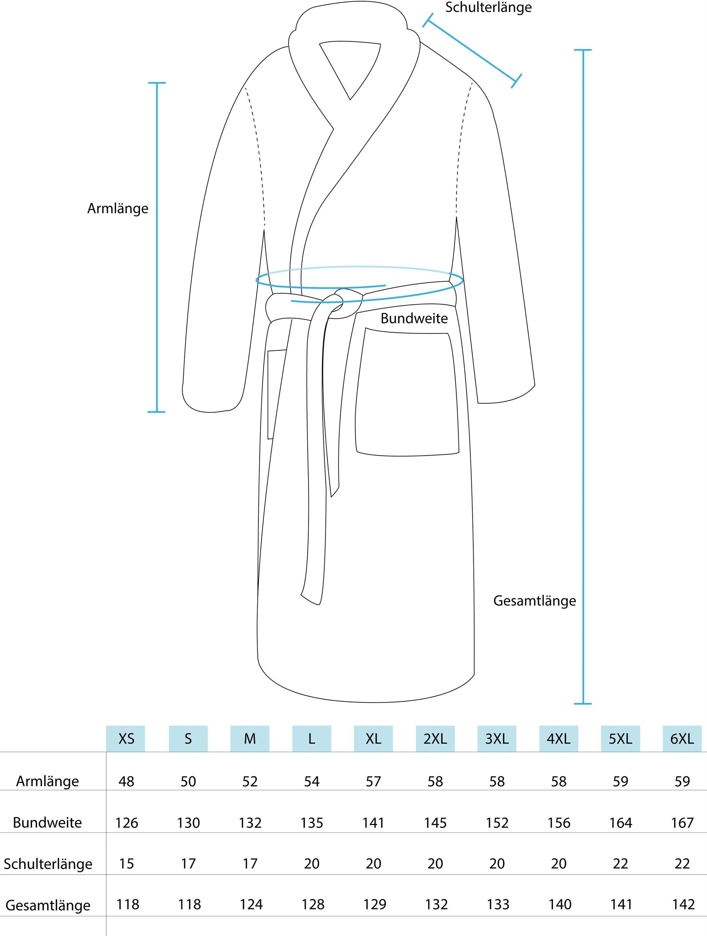 Schalkragen, Langer Bio-Baumwolle, normani Frottee Bindegürtel, 125, aus Baumwoll Grau Damenbademantel extra Bademantel, dickem Saunamantel Material und weichem Damen