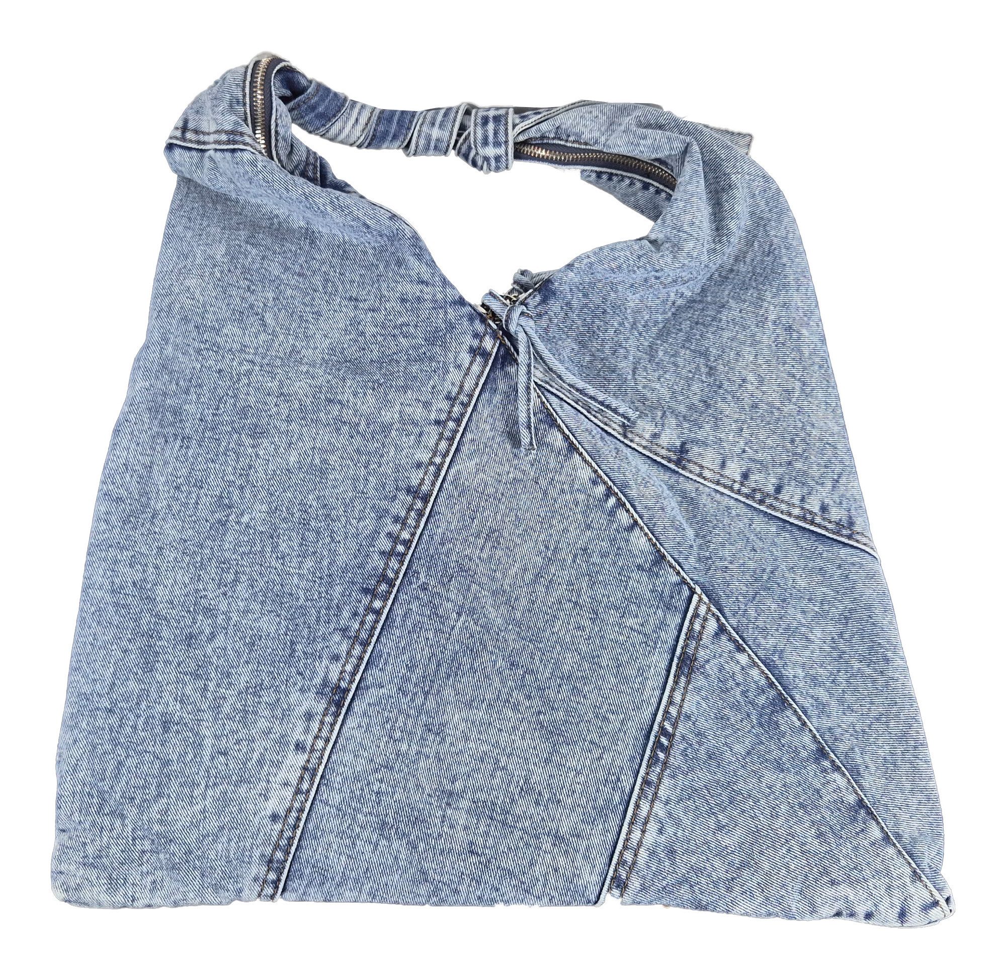 Einkaufszauber Beuteltasche Beuteltasche Echte Jeans - Sporttasche, aus echtem Jeansstoff genäht - Denim – Bild 5 von 5