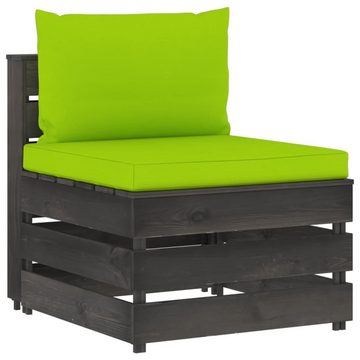 vidaXL Gartenlounge-Set 3-Sitzer Outdoor-Sofa mit Kissen Grau Imprägniertes Kiefernholz