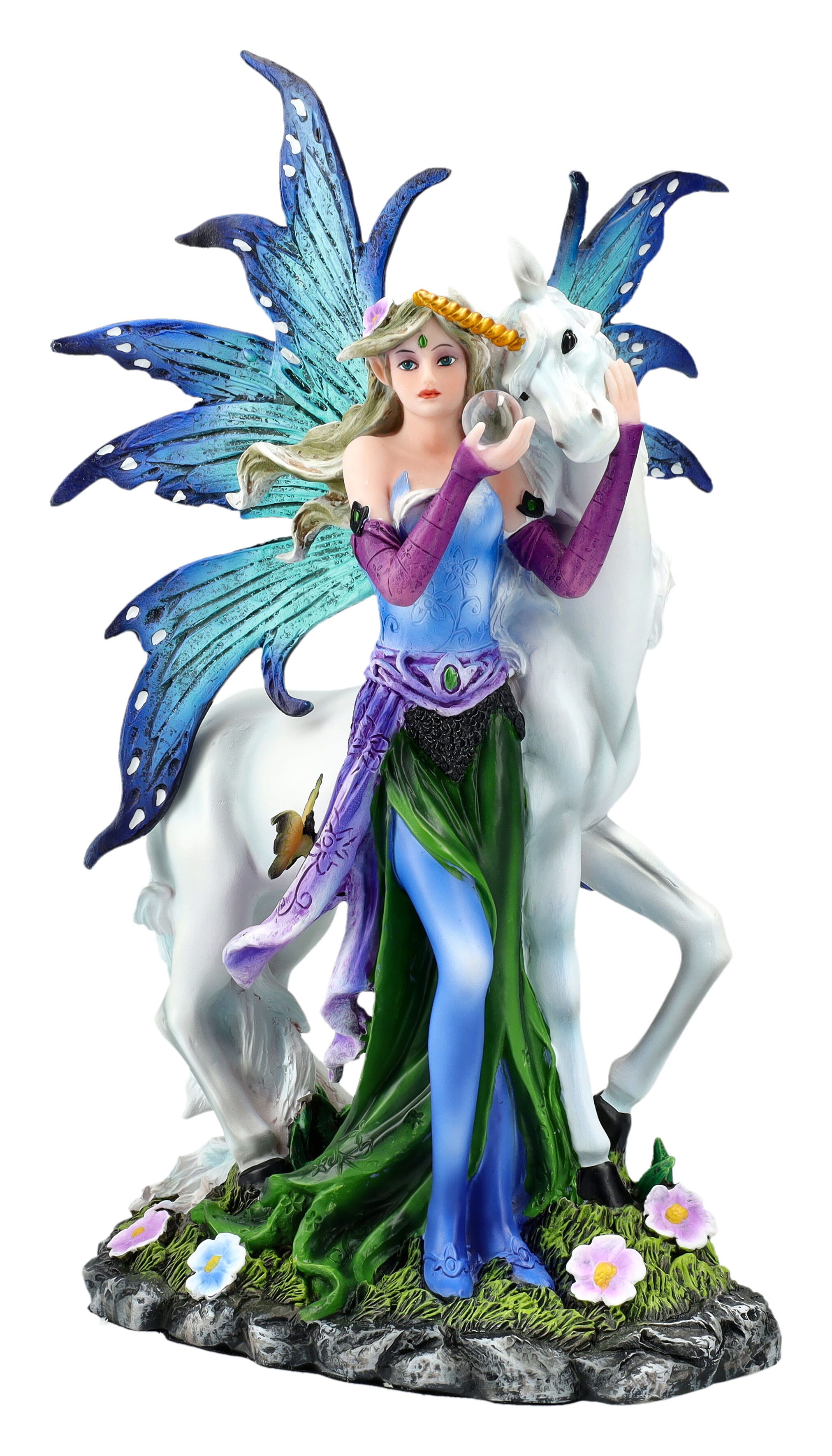 Figuren Shop GmbH Fantasy-Figur Elfenfigur mit Einhorn - Petrina & Darla - Fantasy Dekofigur Fee Elfe