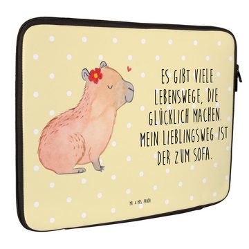Mr. & Mrs. Panda Laptop-Hülle 20 x 28 cm Capybara Blume - Gelb Pastell - Geschenk, Notebook Schutz, Stylish & Praktisch