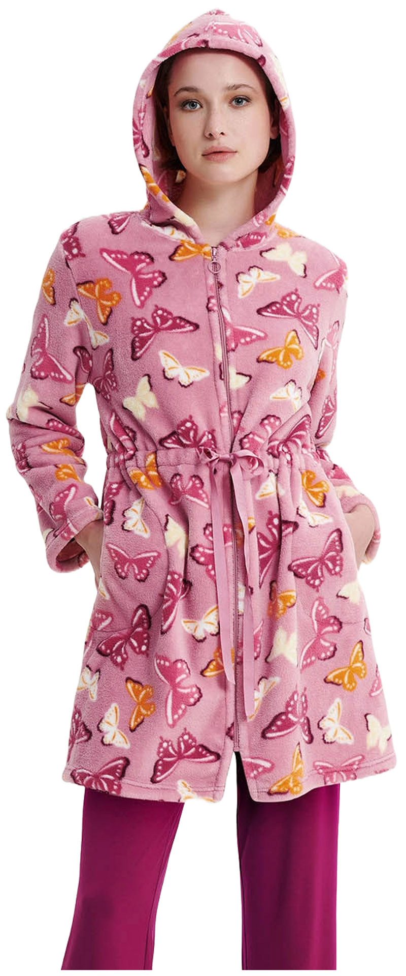 Vamp Damenbademantel VAMP lingerie, Polyester, Kapuze, Reißverschluss