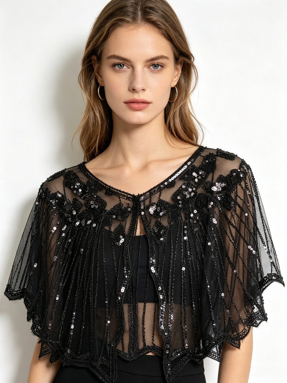 Zaewry Modeschal Stola Damen Festlich Schal Cape Schultertuch Ärmellos Bolero, Strickjacke für Hochzeit Braut Abendkleid Brautkleid Sommer – Bild 2 von 4