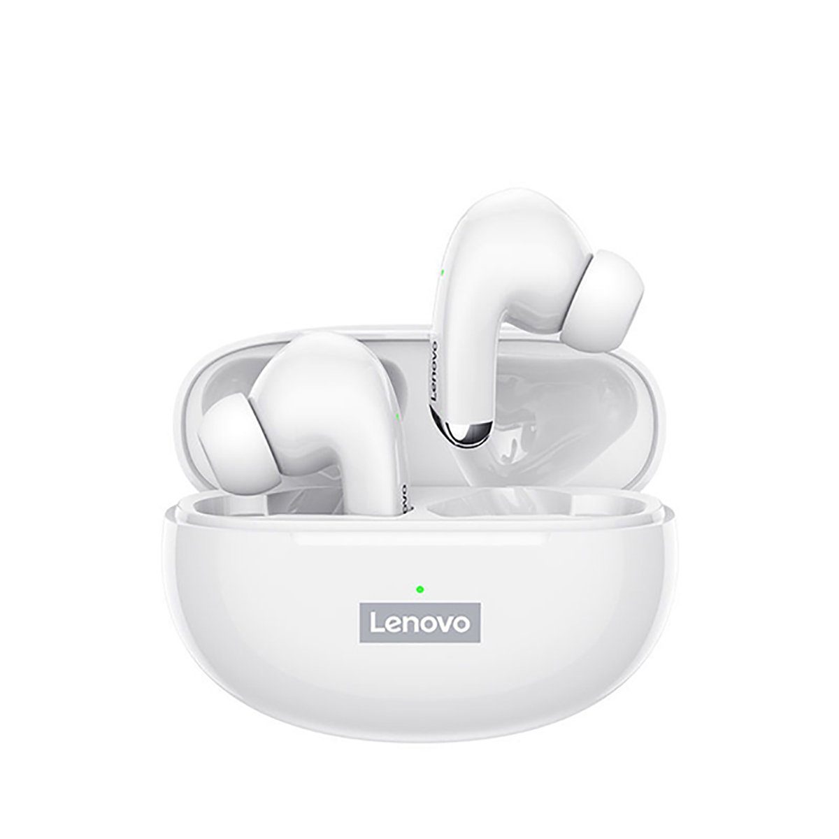 Lenovo LP5 mit Siri, kabellos, 250 Google (True Bluetooth - Stereo Weiß) Kopfhörer-Ladehülle Wireless, Assistant, mAh Touch-Steuerung Ohrhörer mit Bluetooth-Kopfhörer 5.0