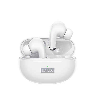 Lenovo LP5 mit Touch-Steuerung Bluetooth-Kopfhörer (True Wireless, Siri, Google Assistant, Bluetooth 5.0, kabellos, Stereo Ohrhörer mit 250 mAh Kopfhörer-Ladehülle - Weiß)