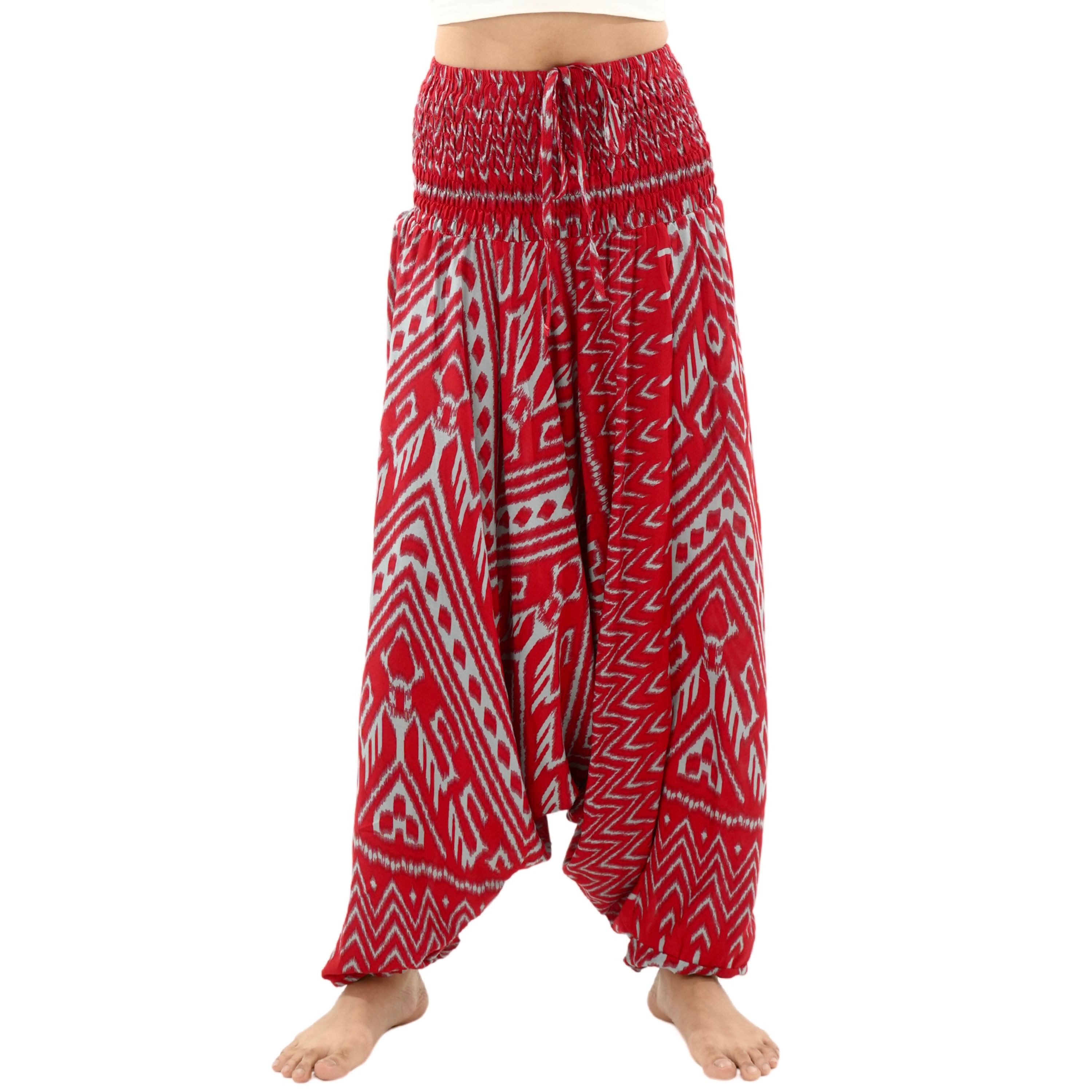 Haremshose weite Aladinhose aus 100% Viskose im Ethno Style mit breitem Gummibund