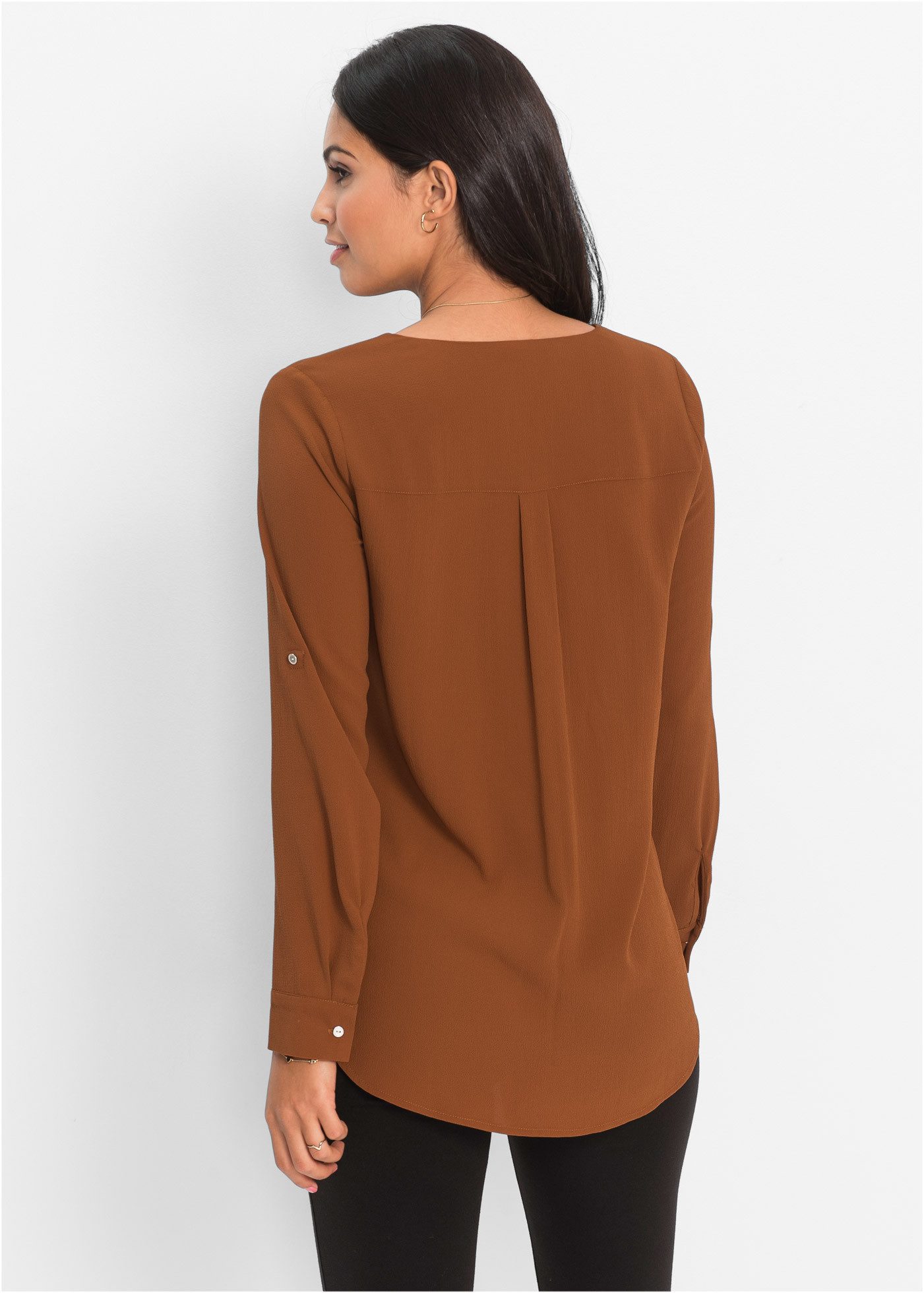 bonprix Longbluse bequeme Passform, verdeckte Knopfleiste, unifarben, mit Brusttasche
