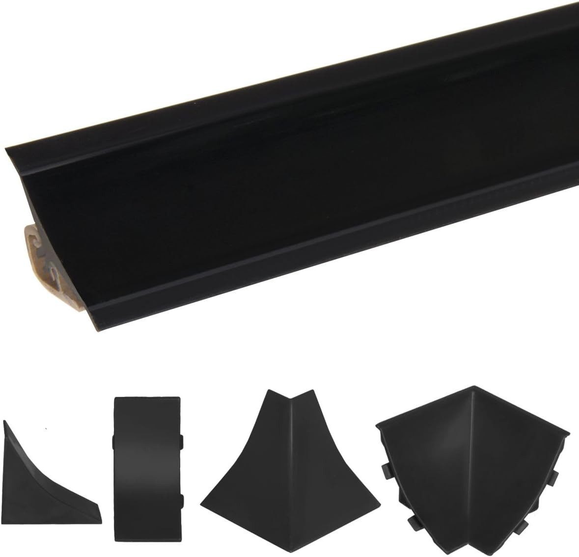 HOLZBRINK Abschlussleiste HOLZBRINK Küchenabschlussleiste Küchenleiste Schwarz 23x23mm 2,5 m, selbstklebend, PVC, 1-St., Schwarz Wandabschlussleiste Arbeitsplatten 23x23mm 2,5 m