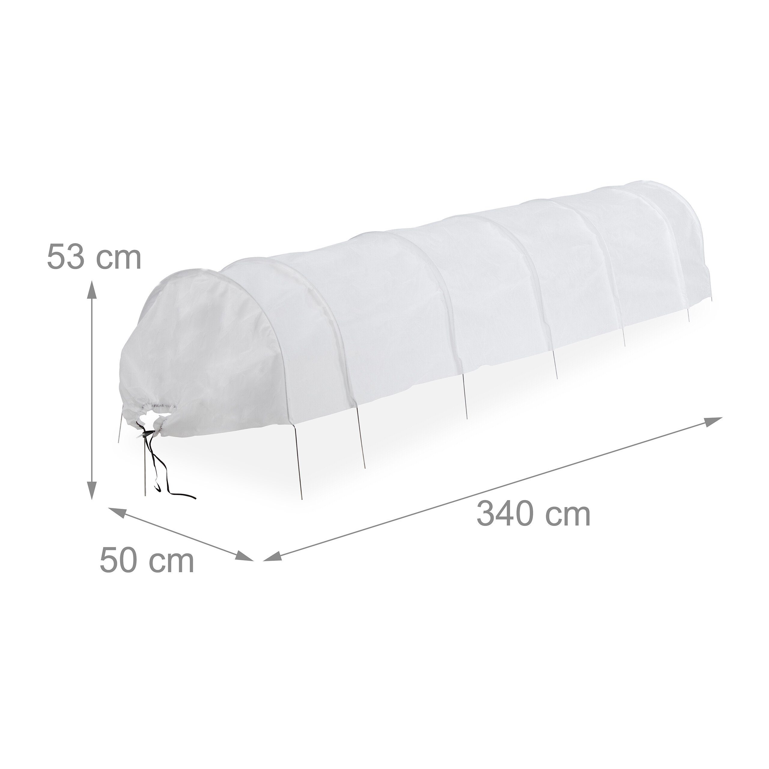 relaxdays Pflanztunnel aus Vlies 3,4 m, BxTxH: 50 x 340 x 53 cm, BxLxH: 50 x 340 x 53 cm, 3-St. – Bild 4 von 5