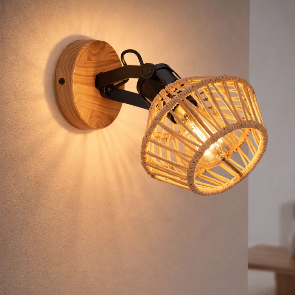 GLOBO LIGHTING Wandleuchte, Leuchtmittel nicht inklusive, Wandleuchte Flurleuchte Schlafzimmerlampe Metall Hanf Naturfarben
