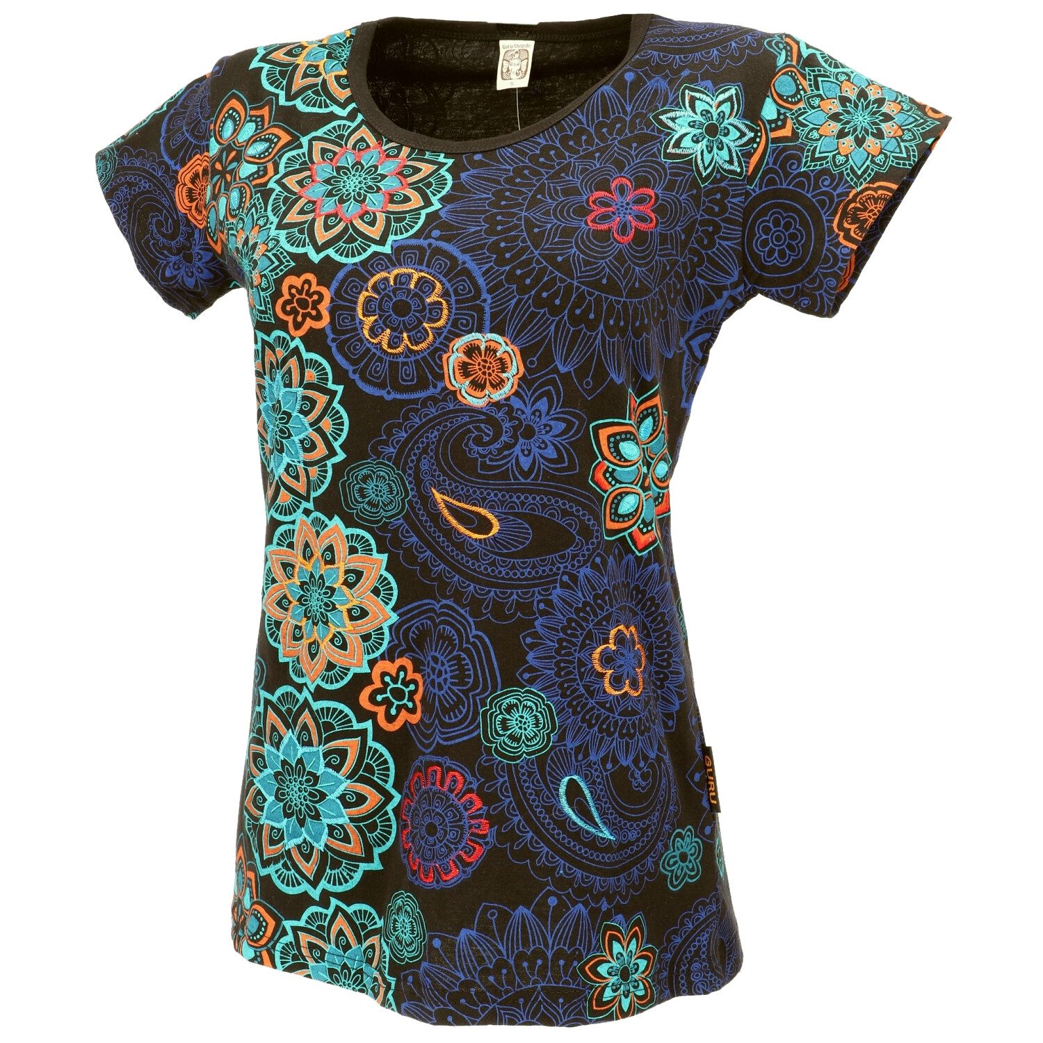 Guru-Shop T-Shirt Boho T-Shirt mit Stickerei und Druck, Baumwoll.. Festival günstig online kaufen