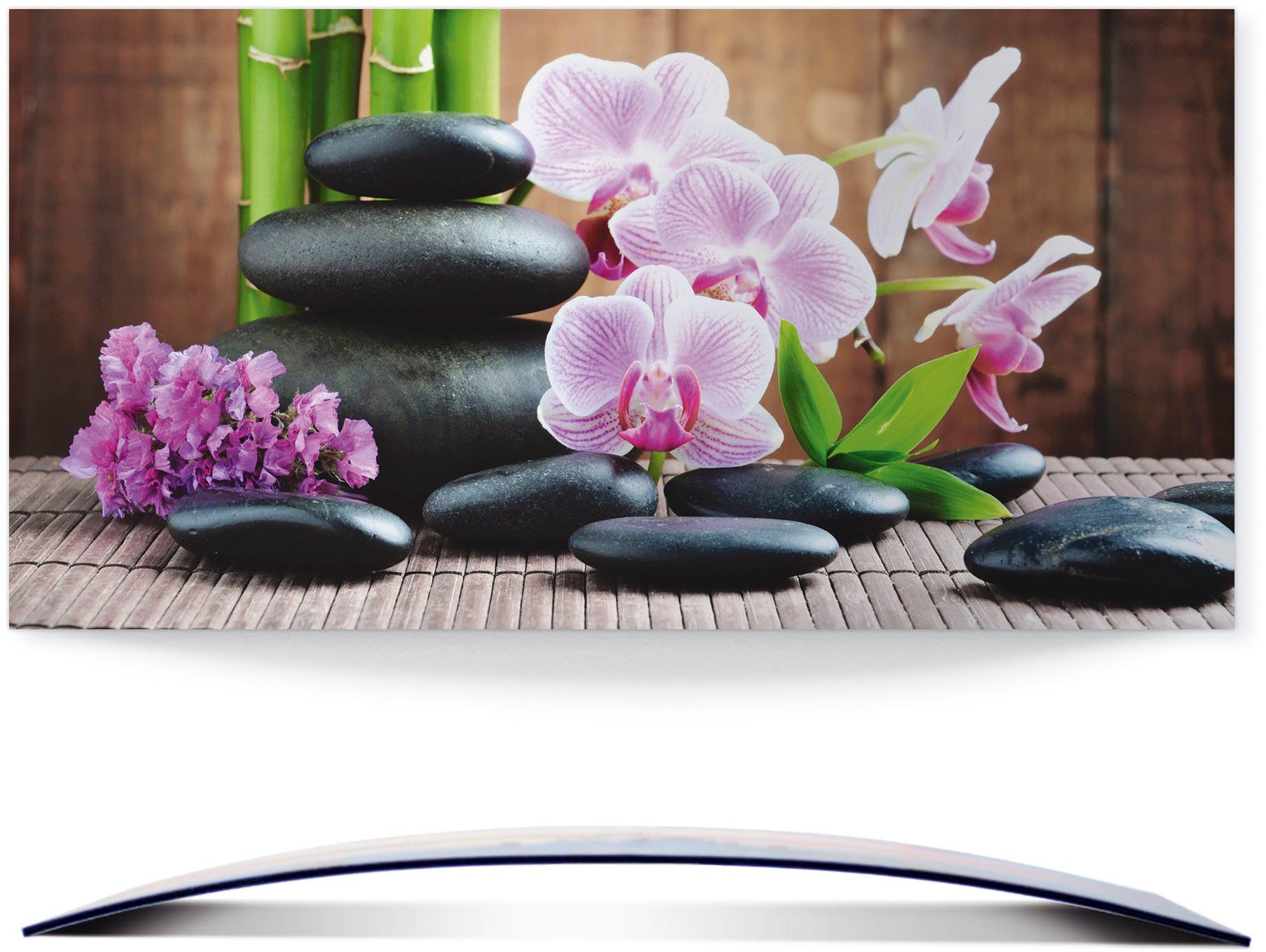 Artland Wandbild Spa Konzept Zen Steinen Orchideen, Zen (1 St), 3D Optik  gebogen