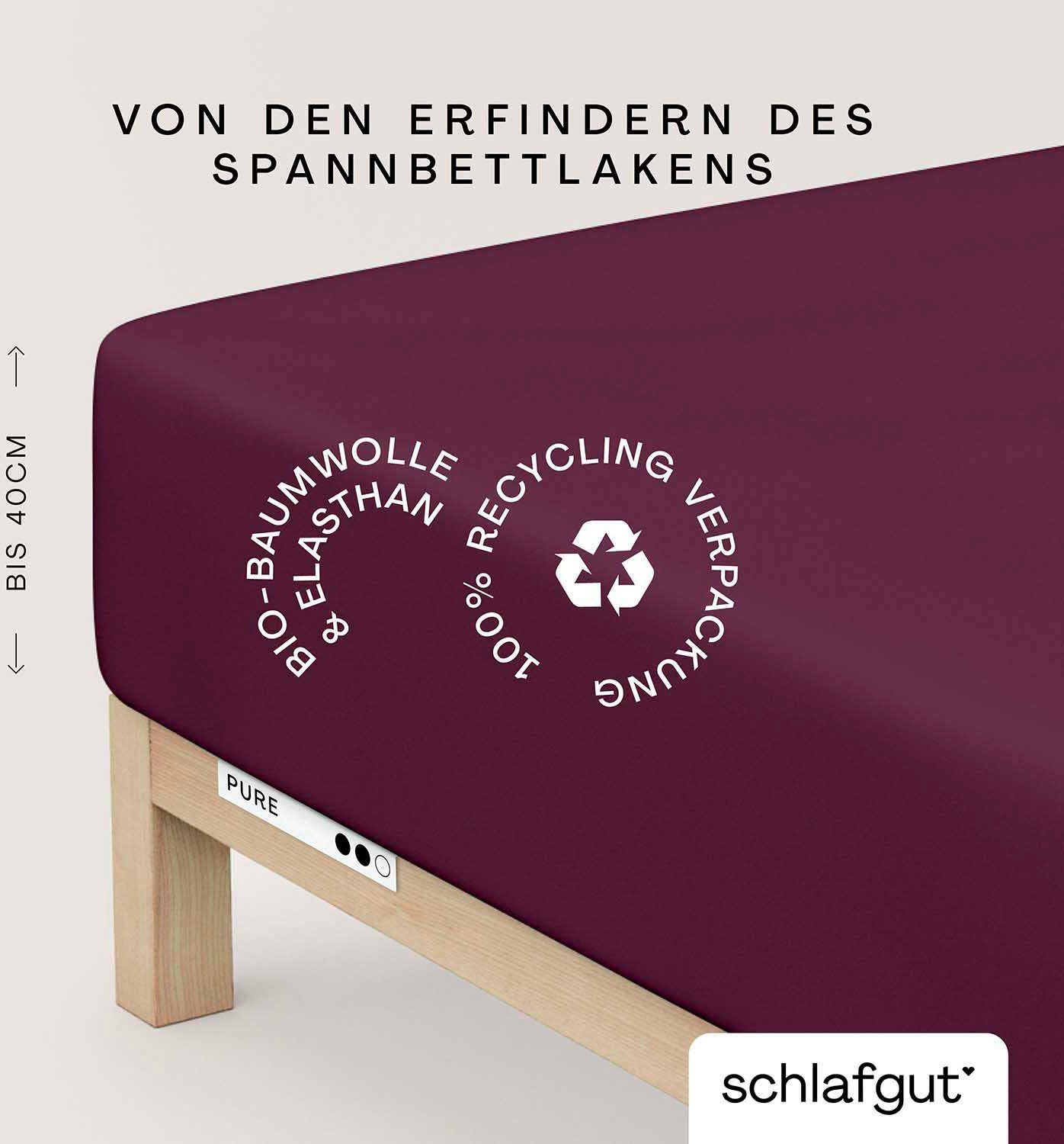 Schlafgut Spannbettlaken PURE BOXSPRING Bio-Baumwolle mit Elasthan, 170 g/m², Bettlaken, Jersey-Elasthan, Gummizug: rundum, (1 Stück), PREMIUM Boxspringbett Laken bis 40 cm Höhe, dehnbar blickdicht, straff