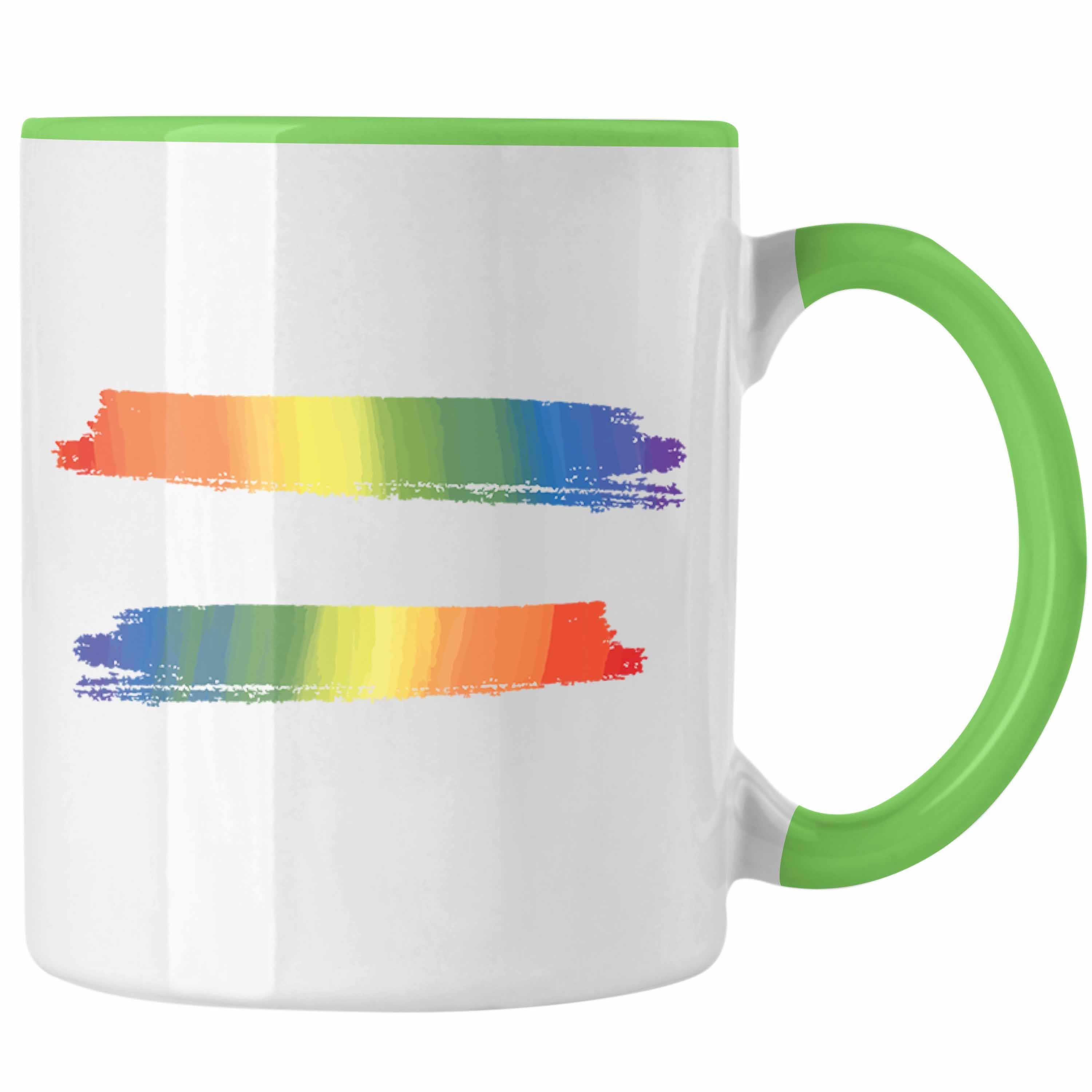 Trendation Tasse Trendation - Regenbogen Tasse Geschenk LGBT Schwule Lesben Transgender Grafik Pride Grün