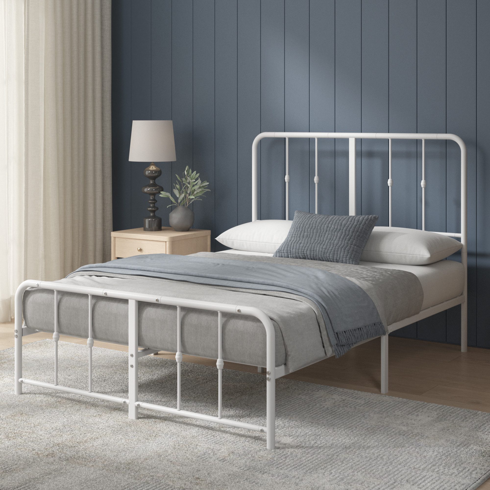 ZINUS Bettgestell Florence, Bett mit Kopf- und Fussteil, (90x200cm & 140x200cm) (Weiß, 140x200cm), Inklusive Lattenrost, Hohe Stabilität, Leichter Aufbau