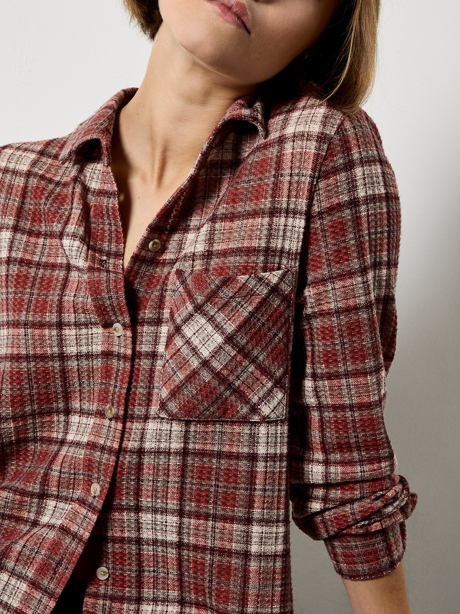 Apricot Karobluse Hemdbluse mit Karomuster