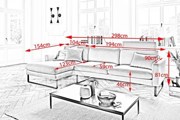 KAWOLA Ecksofa RICARDA, Sofa Cord, Recamiere links od. rechts, versch. Farben