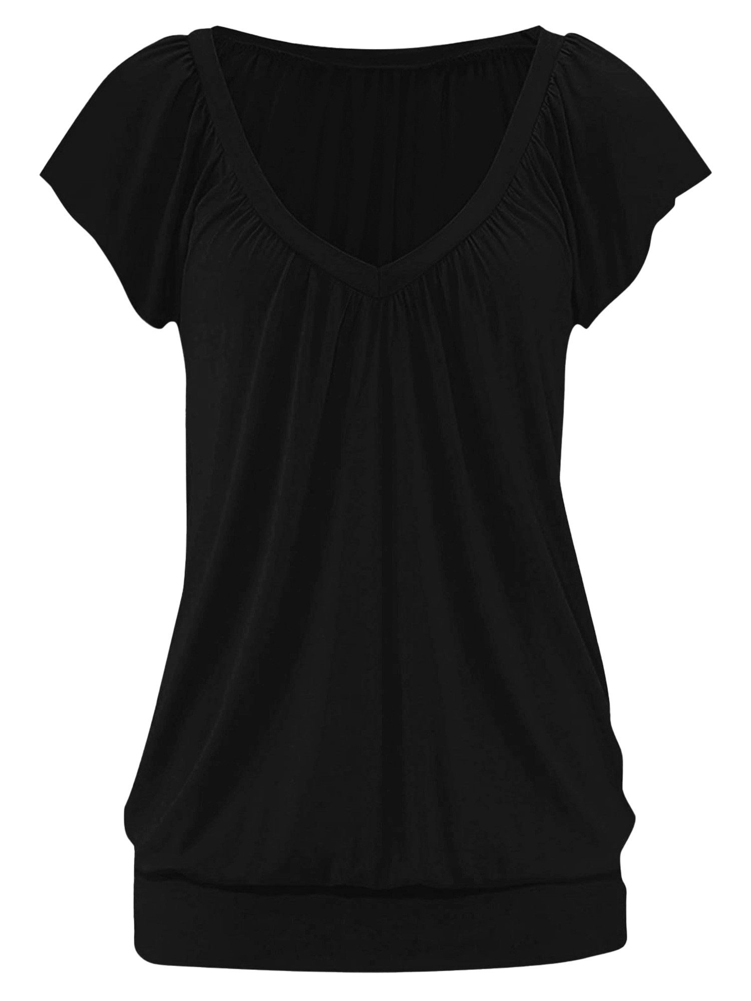 Imily Bela T-Shirt Damen Lässige Basic Tops mit Bündchen am Saum (Packung, 1-tlg., 1per-Pack) einfarbig
