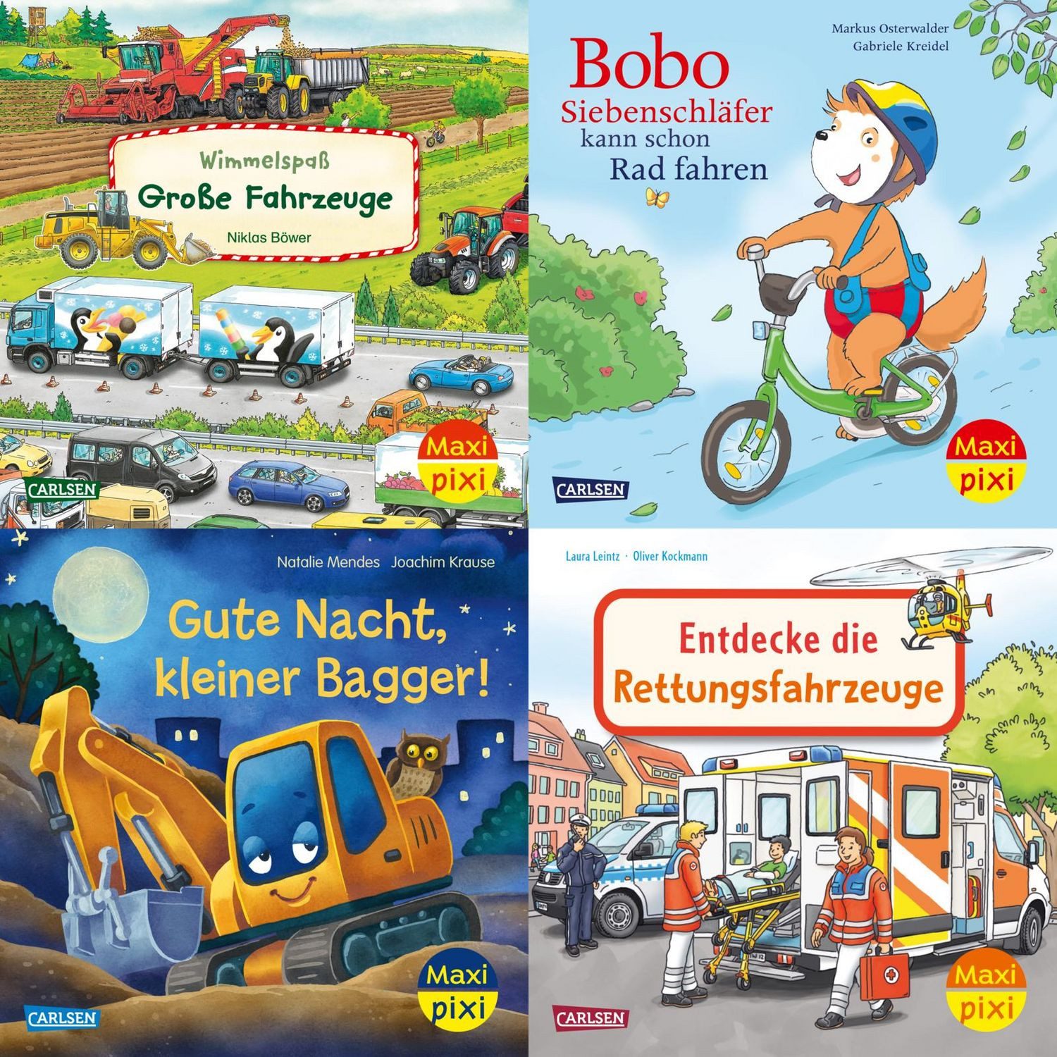 Maxi-Pixi-4er-Set 123: Große Räder – kleine Räder (4x1 Exemplar) 4 Min / diverse