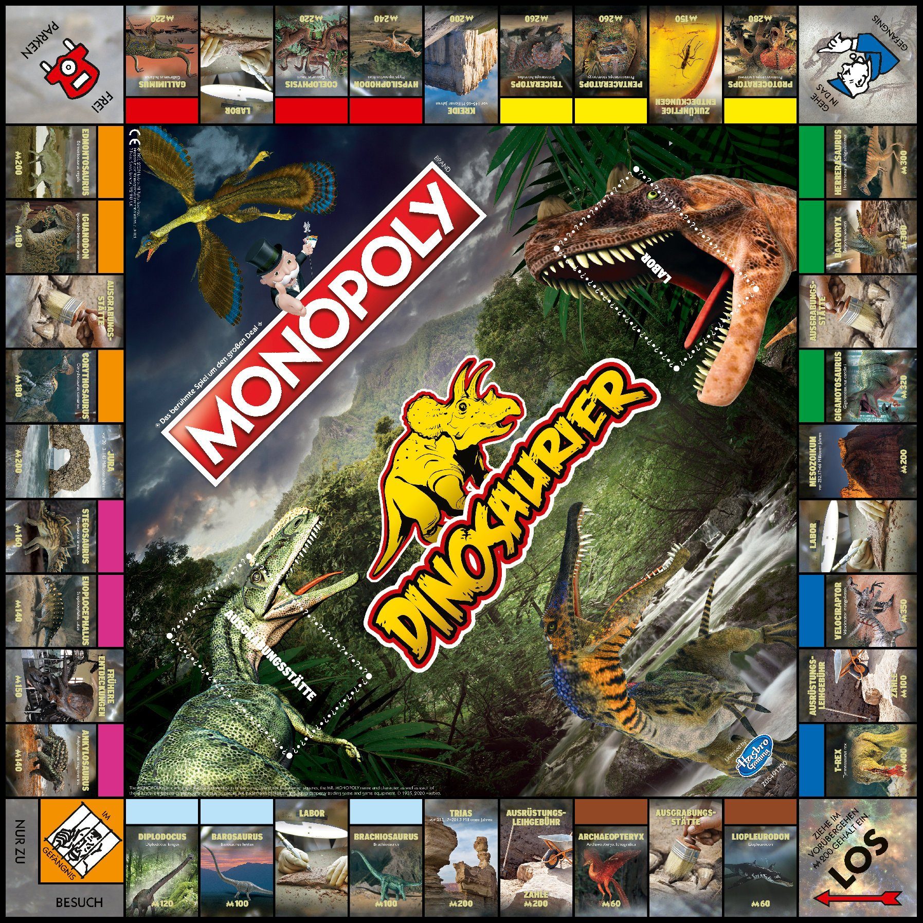 Winning Moves Spiel Monopoly Dinosaurier, Brettspiel, Zweisprachig (Deutsch & Englisch)