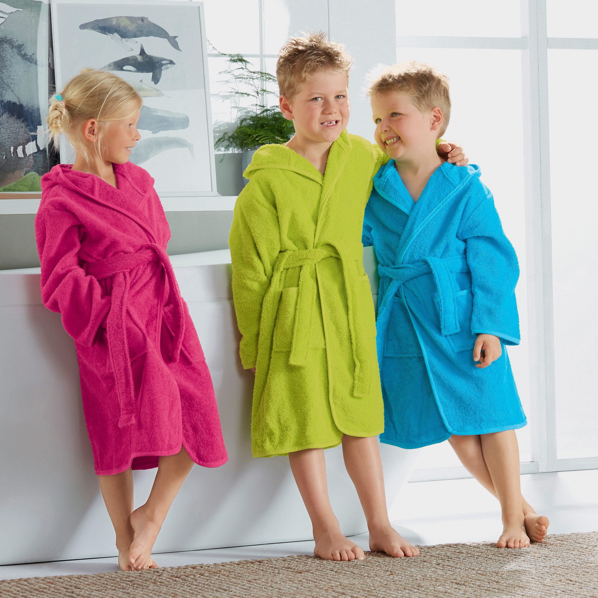 Erwin Müller Kinderbademantel Kinder-Bademantel mit Kapuze, Rückenlänge: 72 cm, Frottier, mit Kapuze/mit Aufsatztasche:, default, Walk-Frottier Uni – Bild 4 von 4