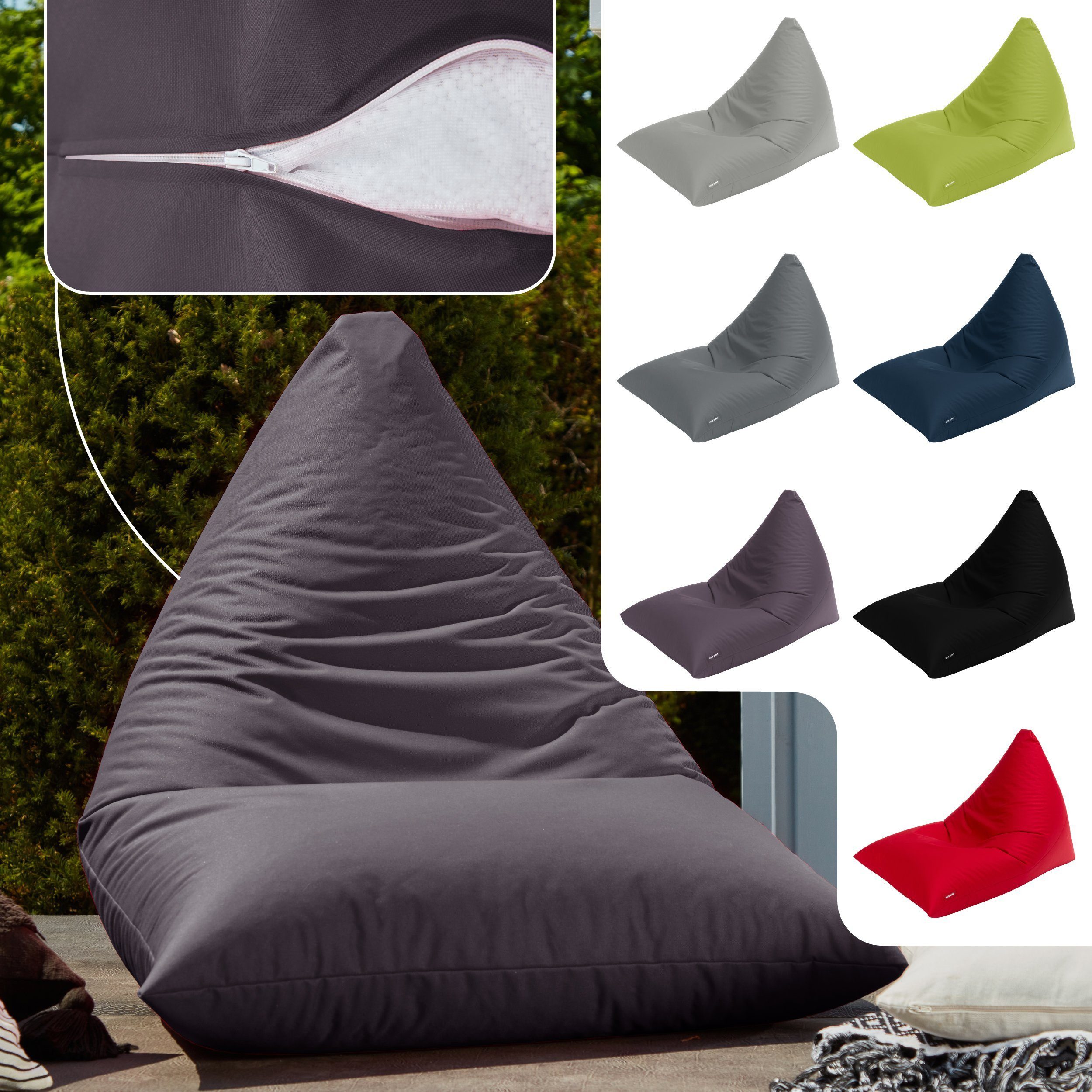 Green Bean Sitzsack Outdoor Sitzsack Triangle 150x100x100cm, Bodenkissen Li günstig online kaufen