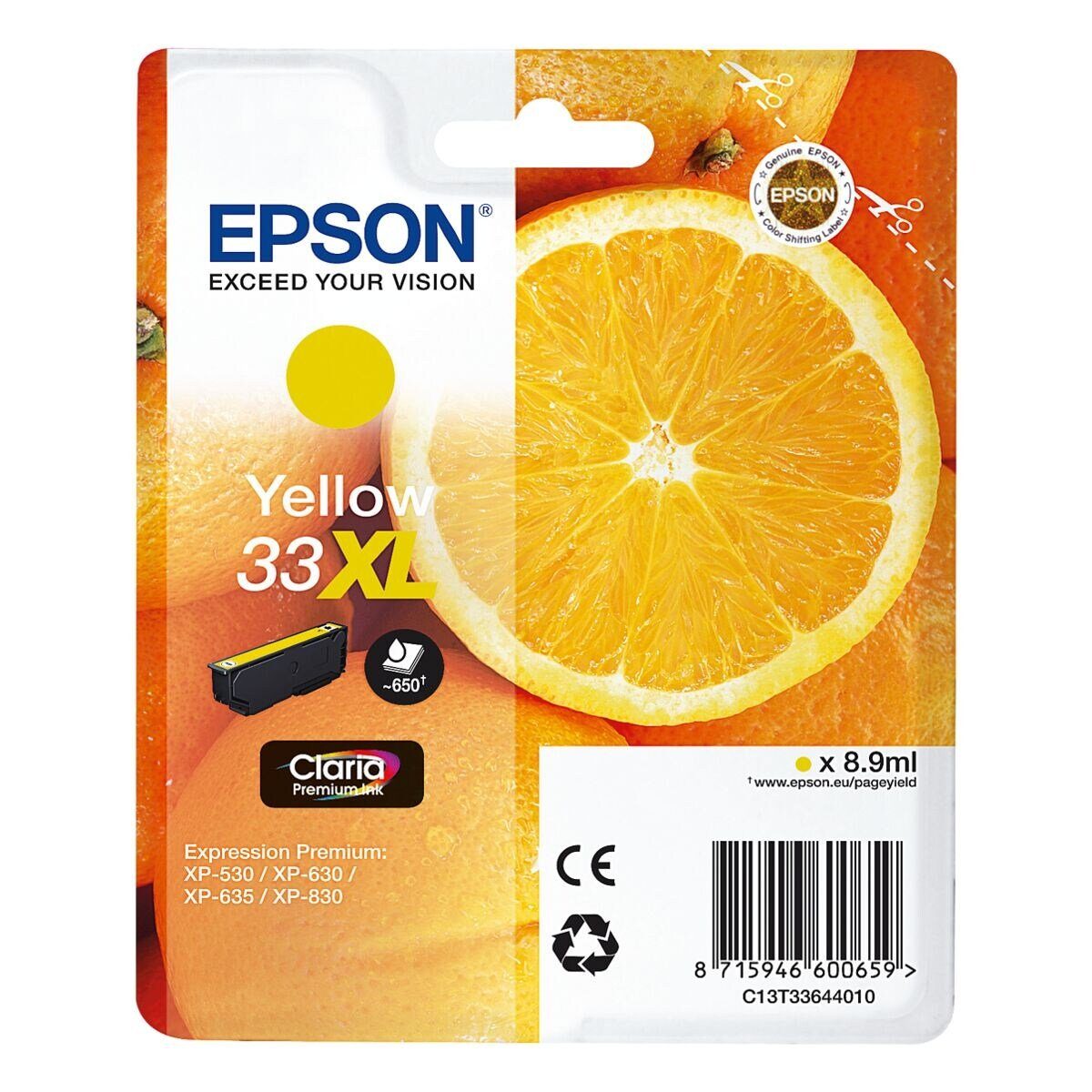 Epson T3364XL Tintenpatrone (Original Druckerpatrone, gelb)