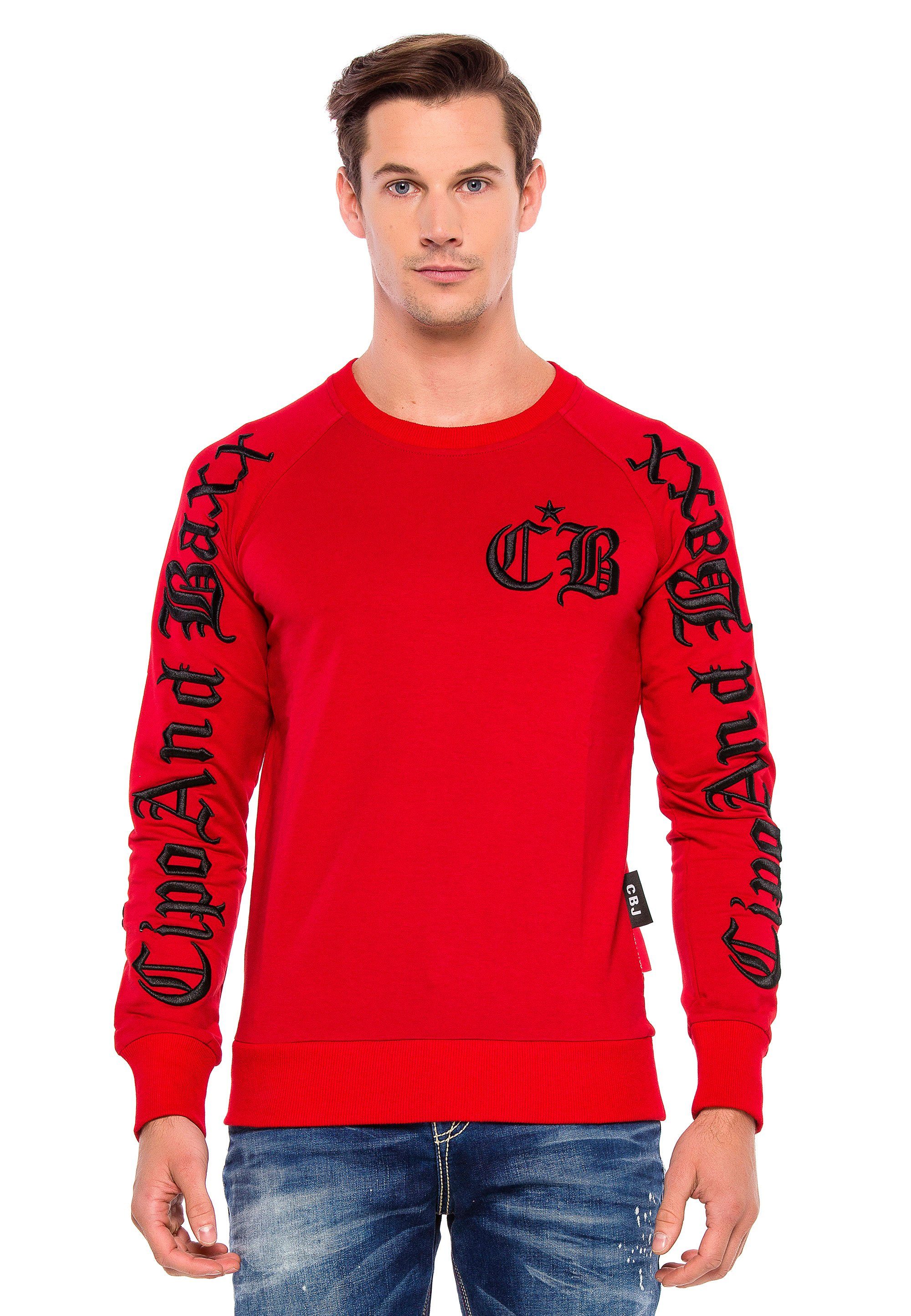 Cipo & Baxx Sweatshirt mit cooler Stickerei rot-schwarz