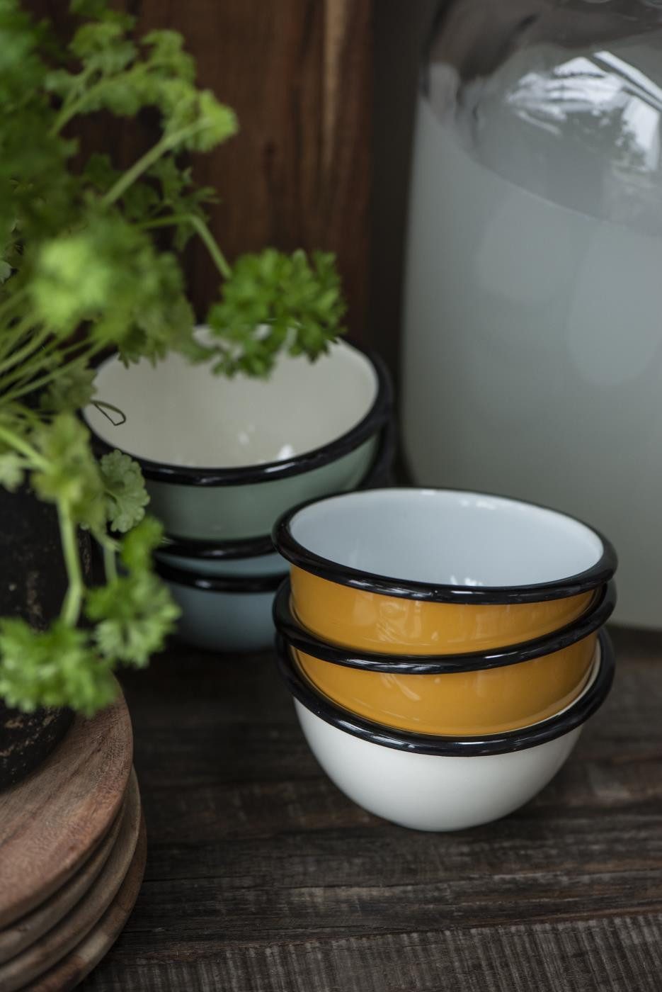 Ib Laursen Schüssel Emaille Schale Retro Vintage Servierschale Müslischale Schüssel/Tasse, Schale klein, Emaille in nostalgischen Stil