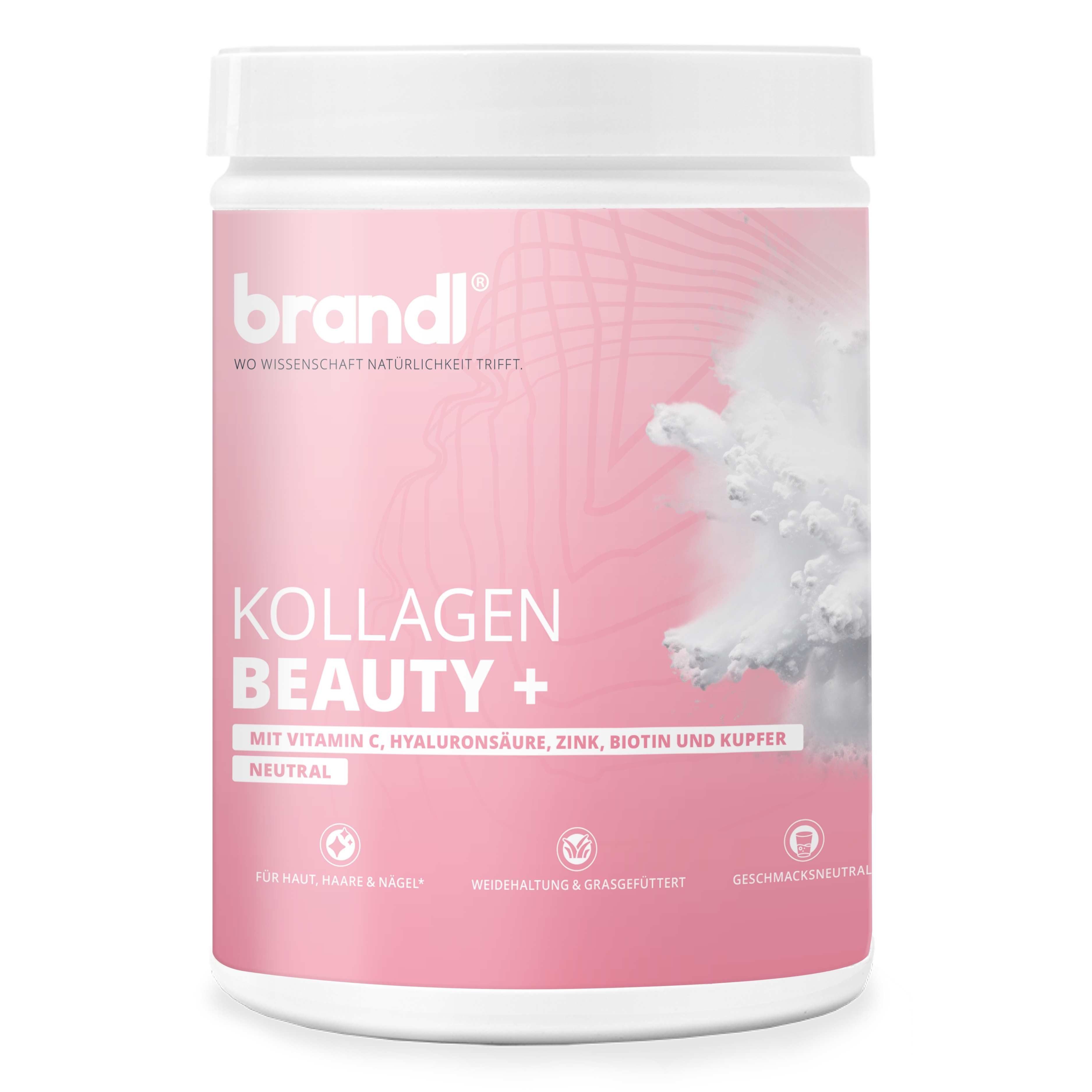 Brandl Nutrition Kollagen Pulver aus Schweizer Weidehaltung Geschmacksneutral Beauty + Pulver, 555 g, Premium Collagen Pulver für Haut, Haare & Nägel, laborgeprüft