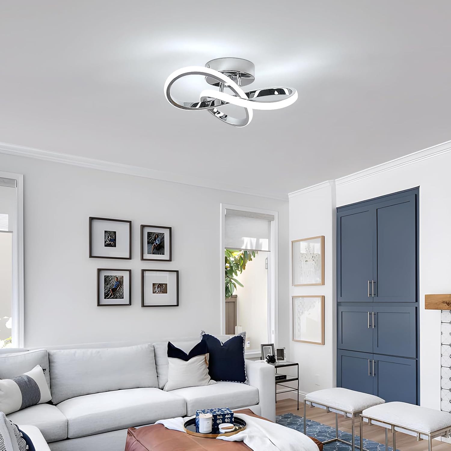 Riserva LED Deckenleuchte LED Deckenleuchte Chrom 30W 6500K Deckenlampe modern, LED wechselbar