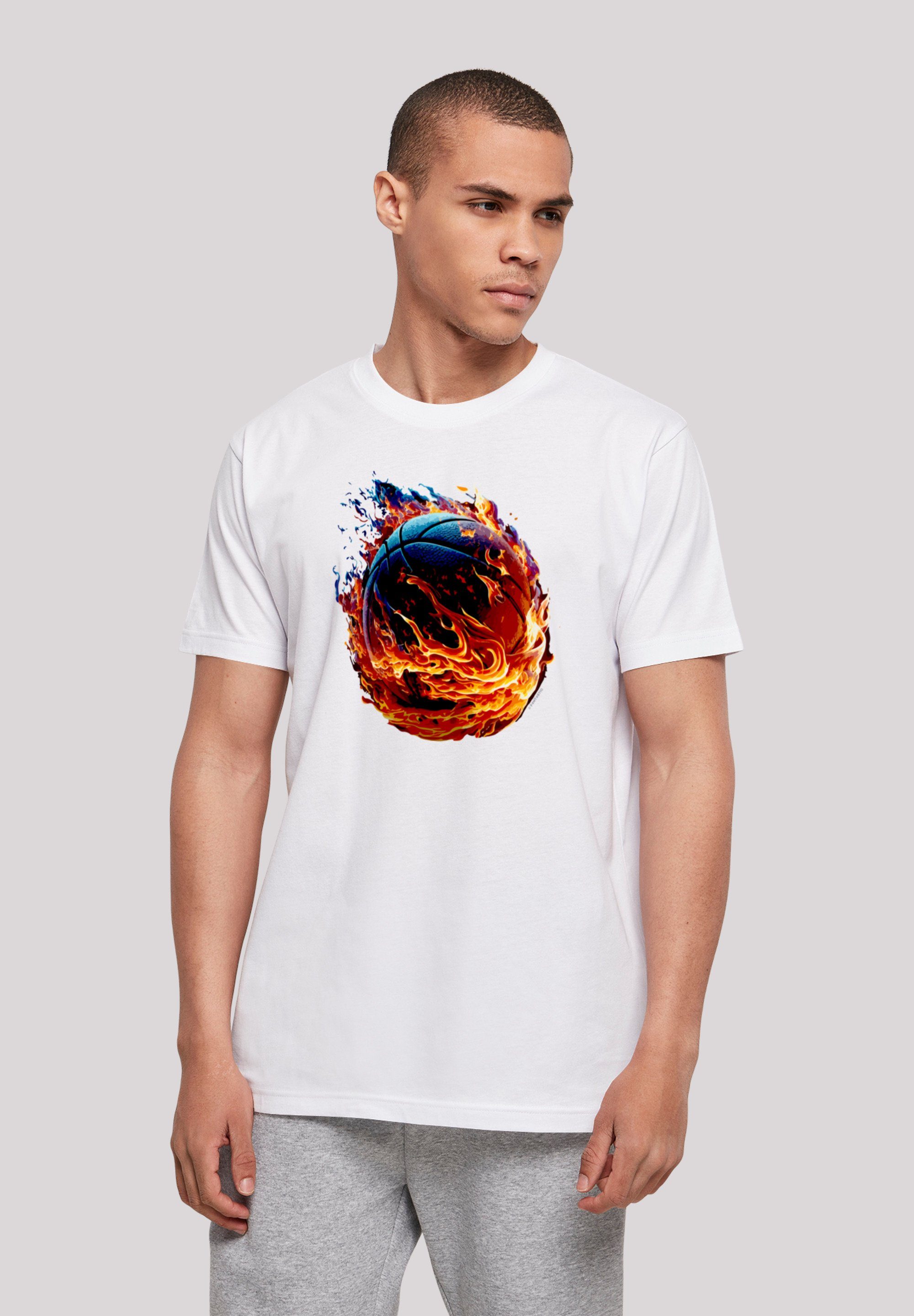 F4NT4STIC T-Shirt Basketball On Fire Sport UNISEX Print weiß