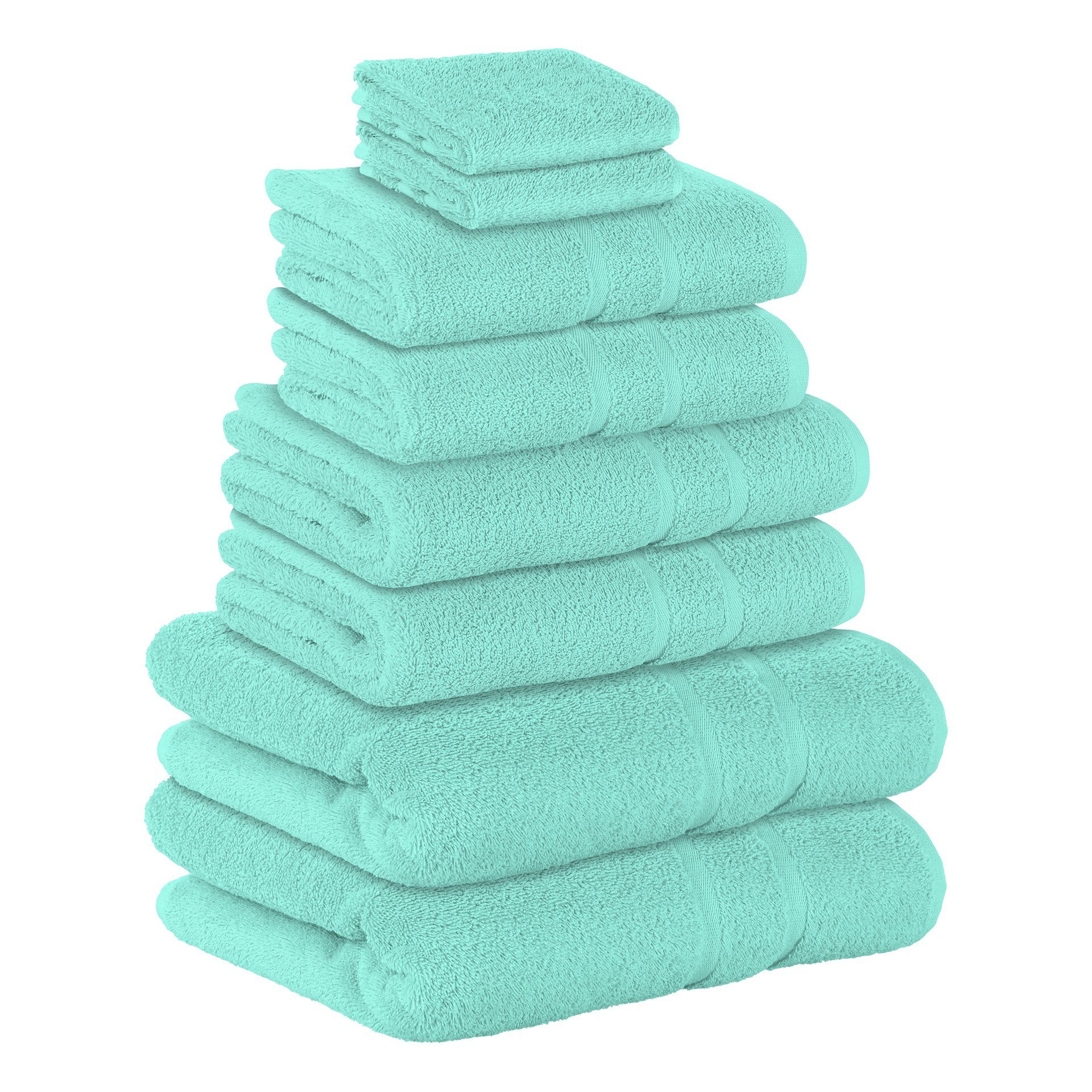 verschiedenen 8er Frottee Baumwolle 2x 100% Baumwolle Handtücher Teilig) SET Handtuch Mint in GSM GSM 2x als Duschtücher Handtuch 500 2x 500 Farben StickandShine (8 Gästehandtuch 2x Pack, Badetücher Set 100%