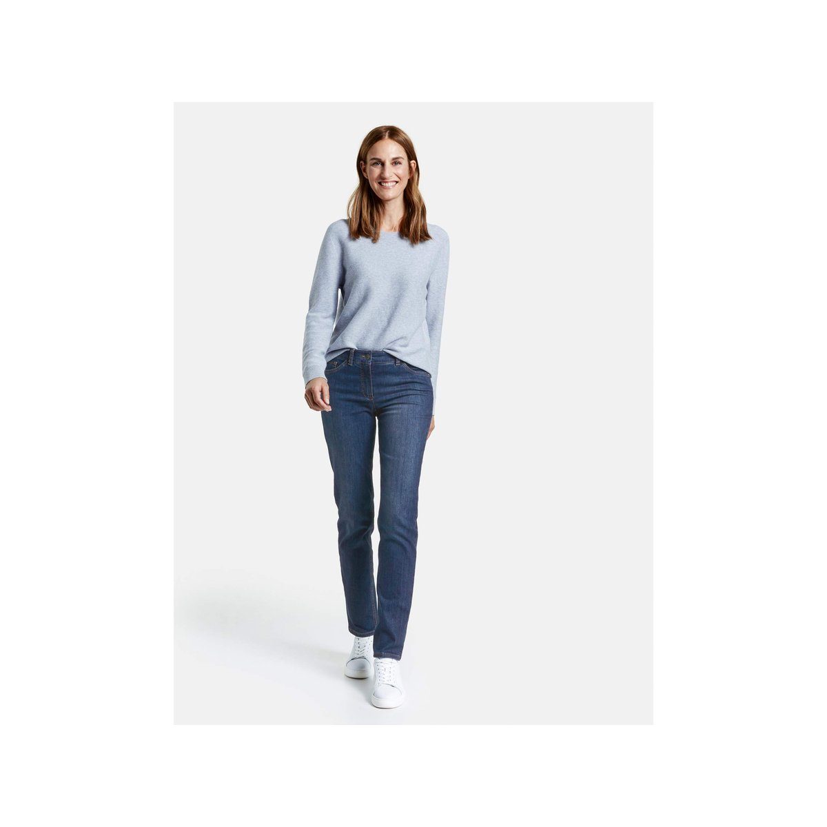 GERRY WEBER Straight-Jeans usee dunkel-blau dark denim regular blue (1-tlg) mit (862002)