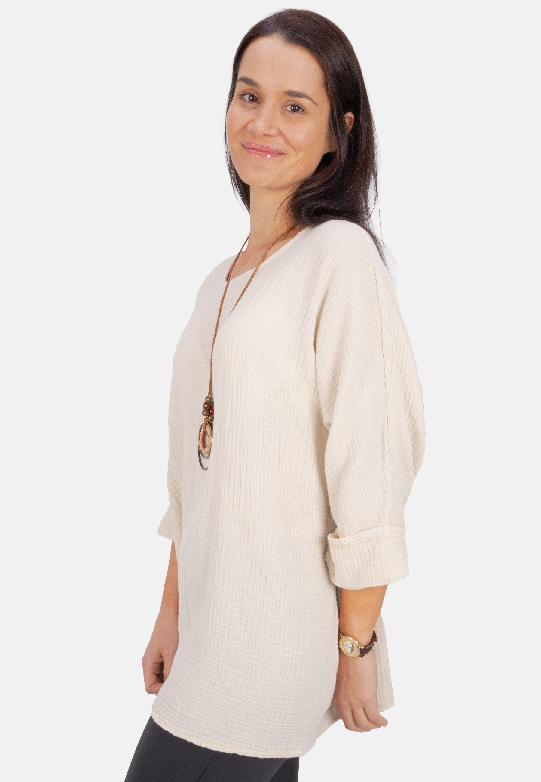 Seasons of April Klassische Bluse VALENTINA MUSSELIN OVERSIZED Musselin Blu günstig online kaufen