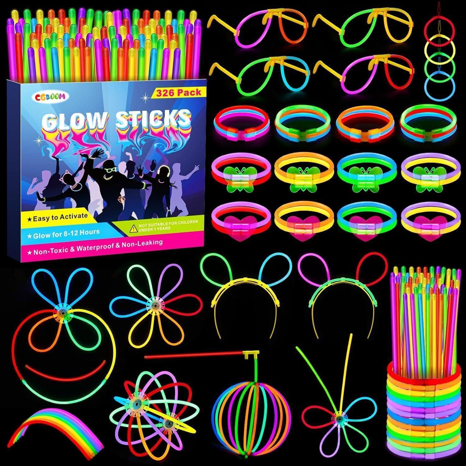 LuxusKollektion Knicklicht 326 Stück Neon Knicklichter Party Set mit 176 Verbinder Glow Sticks