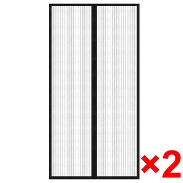vidaXL Insektenschutz-Vorhang Fliegengitter-Türvorhang 2 Stk. Magnet Schwarz 210x100 cm